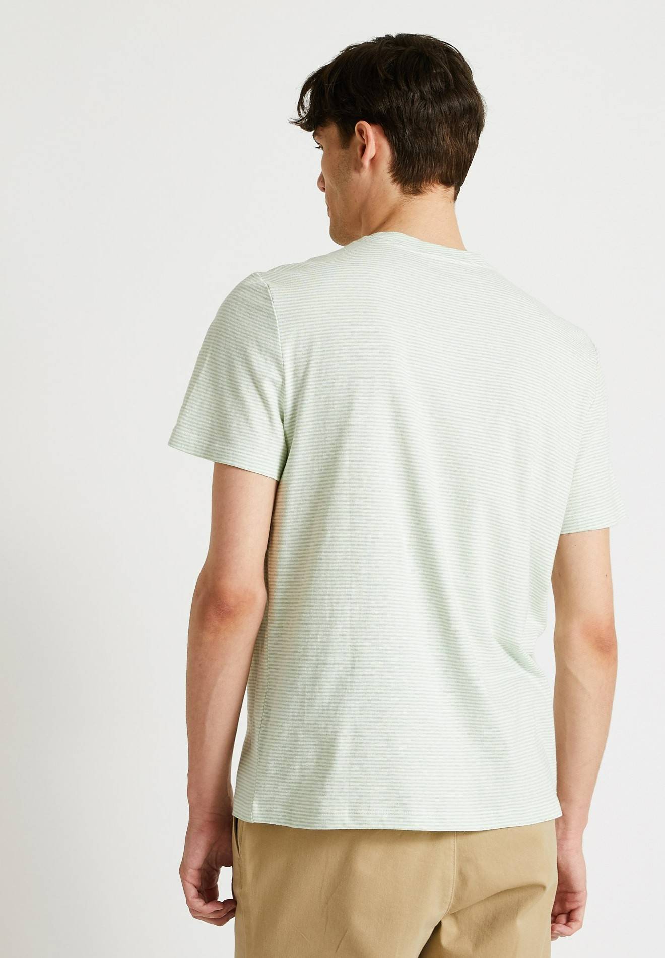 T-shirt manches courtes rayé en coton et lin, Blanc, large image number 4.0