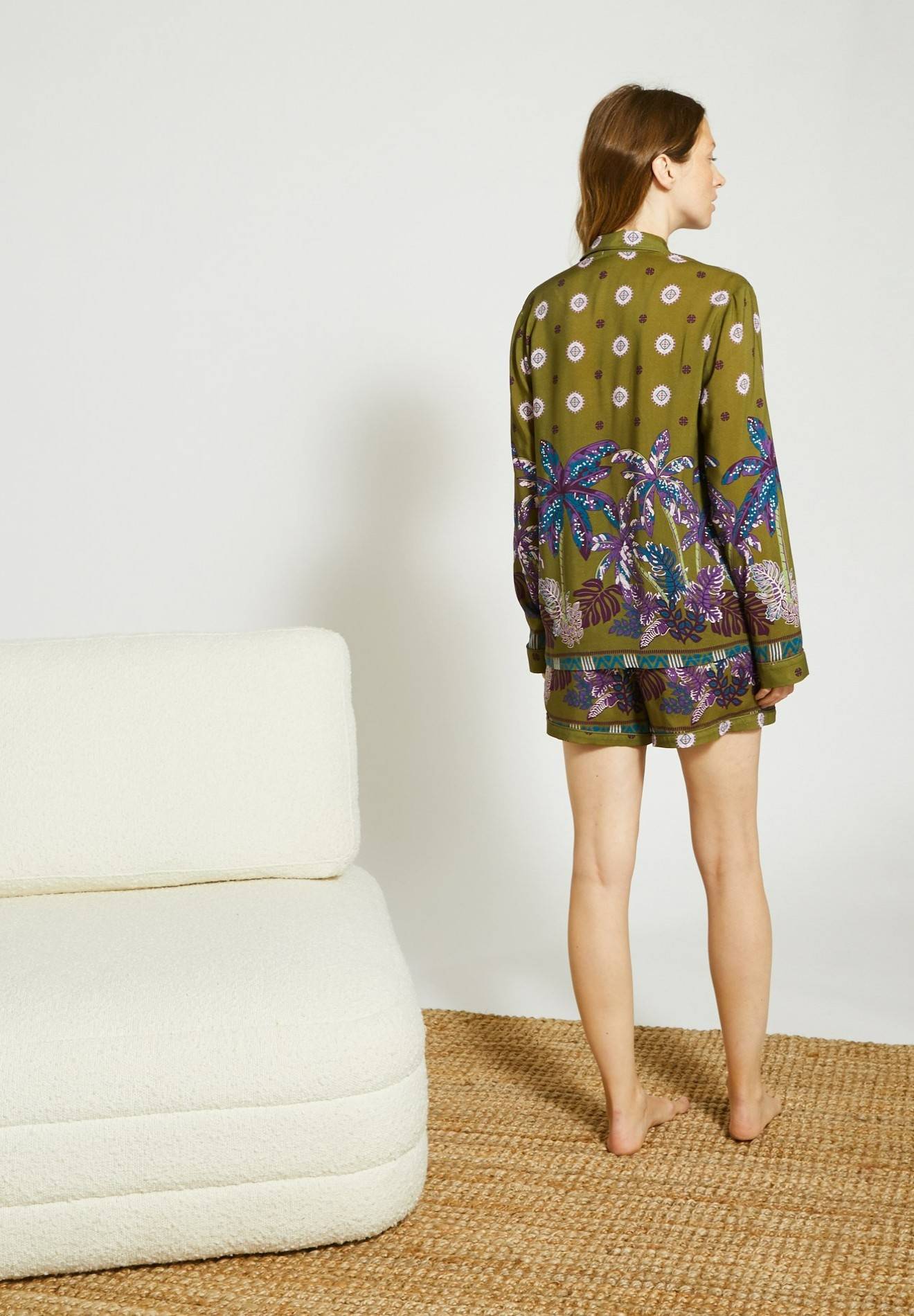 Pyjashort en viscose ECOVERO, Vert foncé, large image number 4