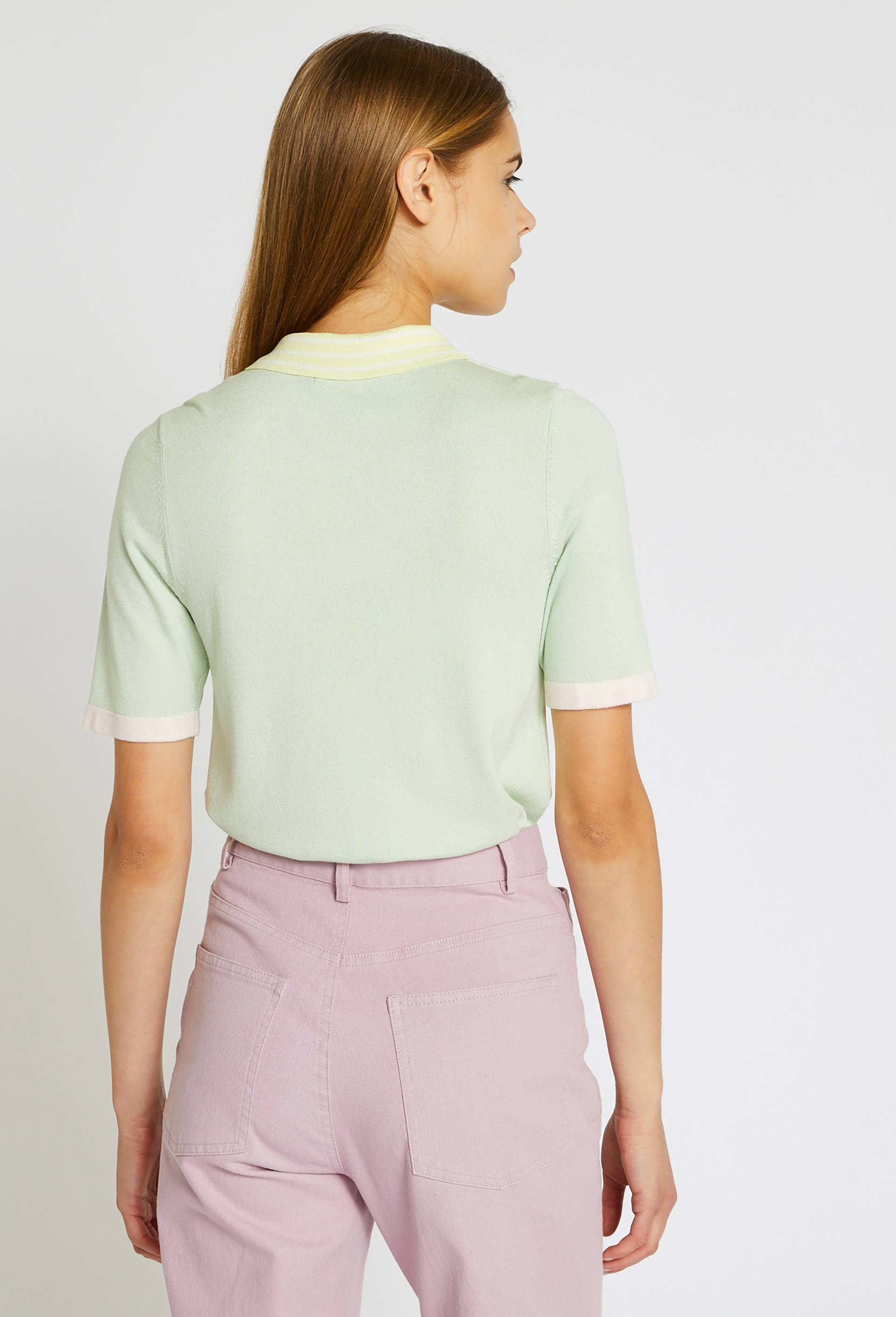 Pull col polo rayé Oekotex, Vert clair, large image number 1.0
