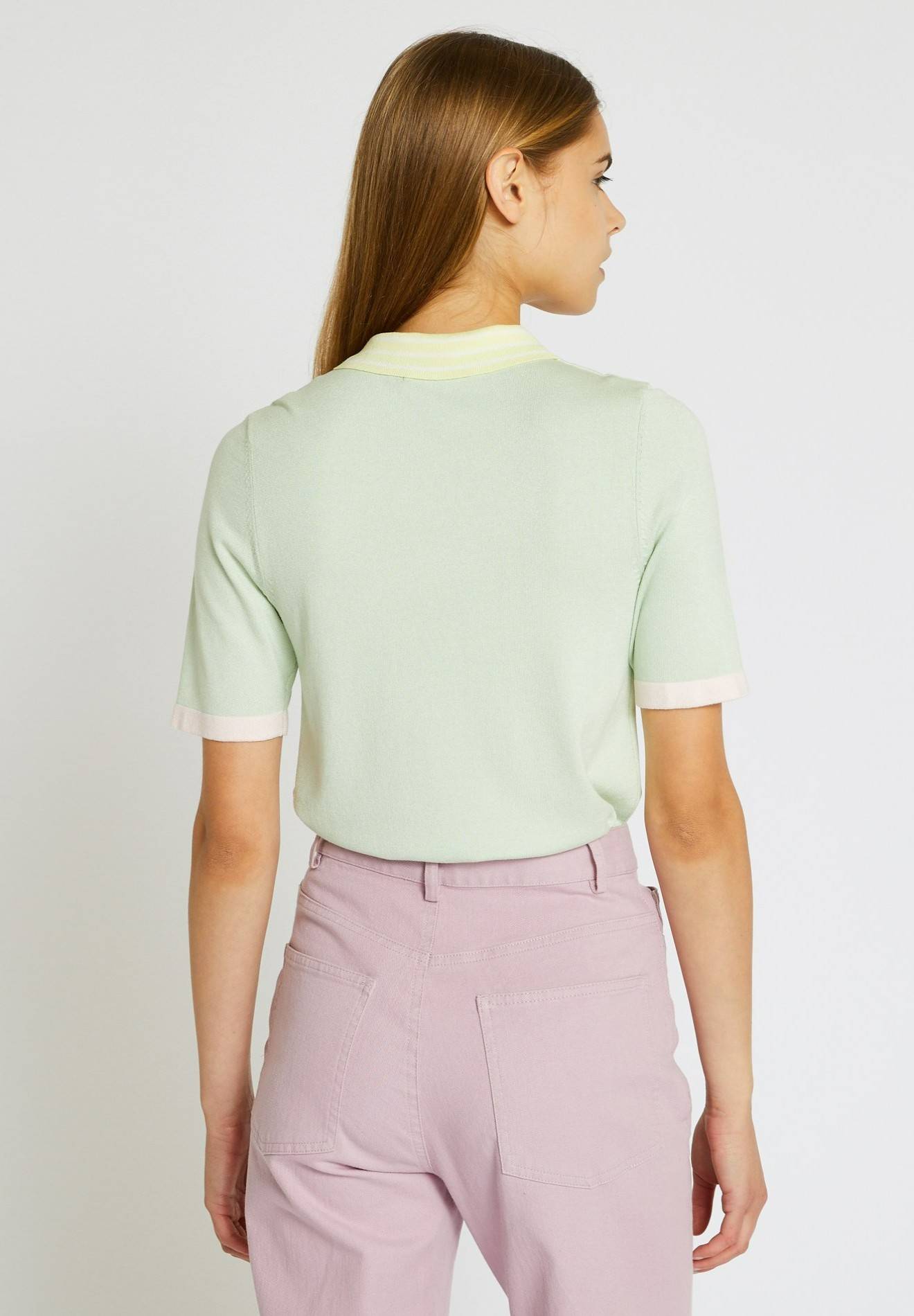 Pull col polo rayé Oekotex, Vert clair, large image number 4.0