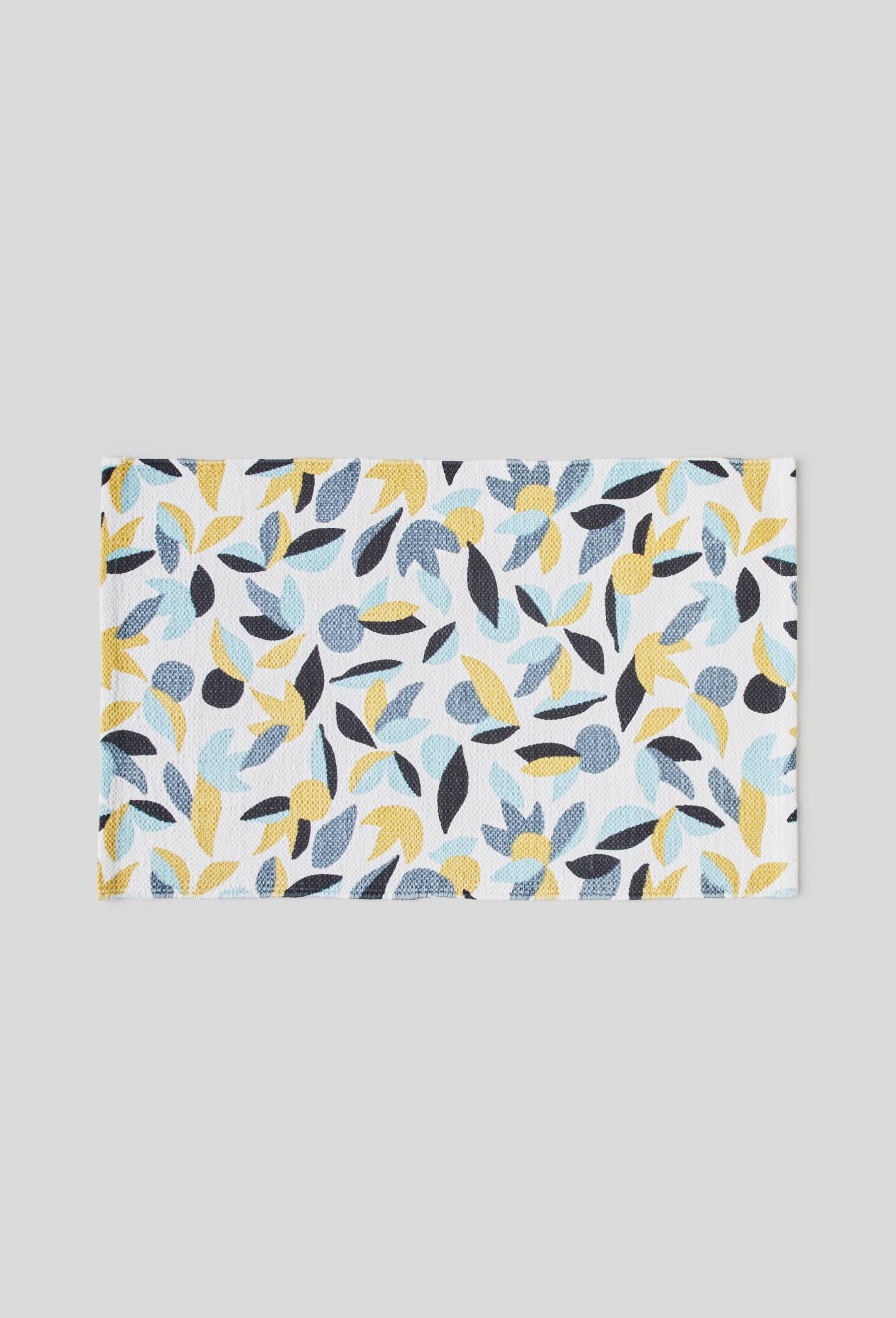 Tapis rectangulaire, imprim?, 50x80cm, 100% coton, Bleu clair, large image number 0