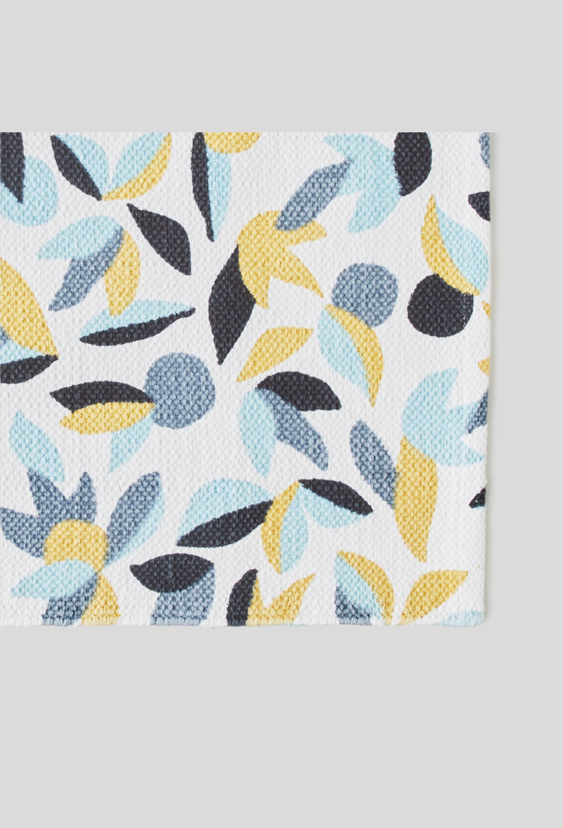 Tapis rectangulaire, imprim?, 50x80cm, 100% coton, Bleu clair, large image number 1
