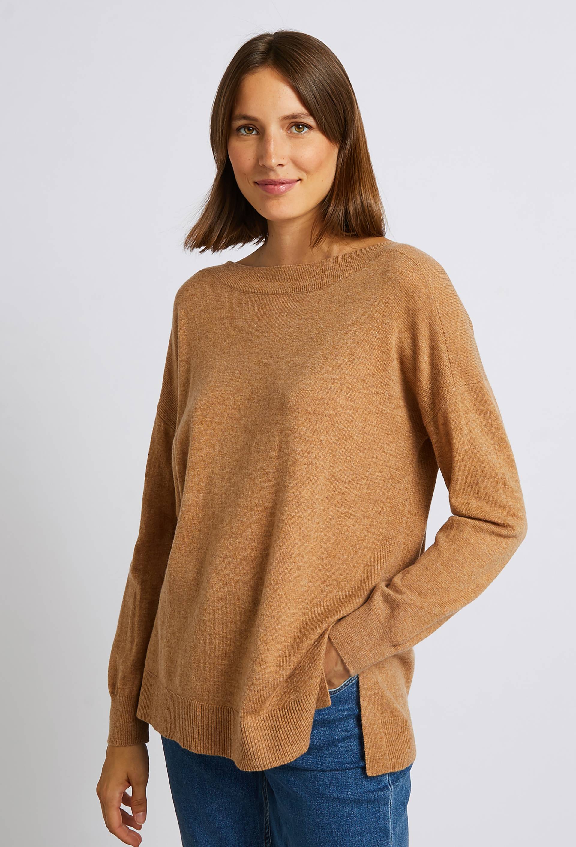Pull col bateau contenant de la laine et du cachemire, Beige, large image number 0