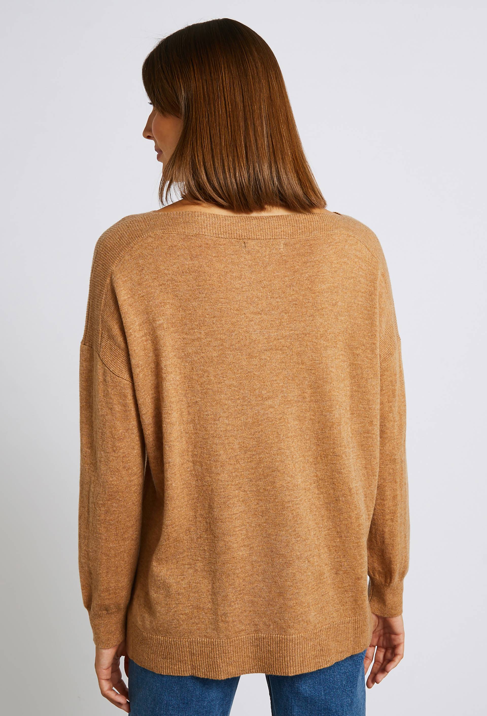 Pull col bateau contenant de la laine et du cachemire, Beige, large image number 1.0