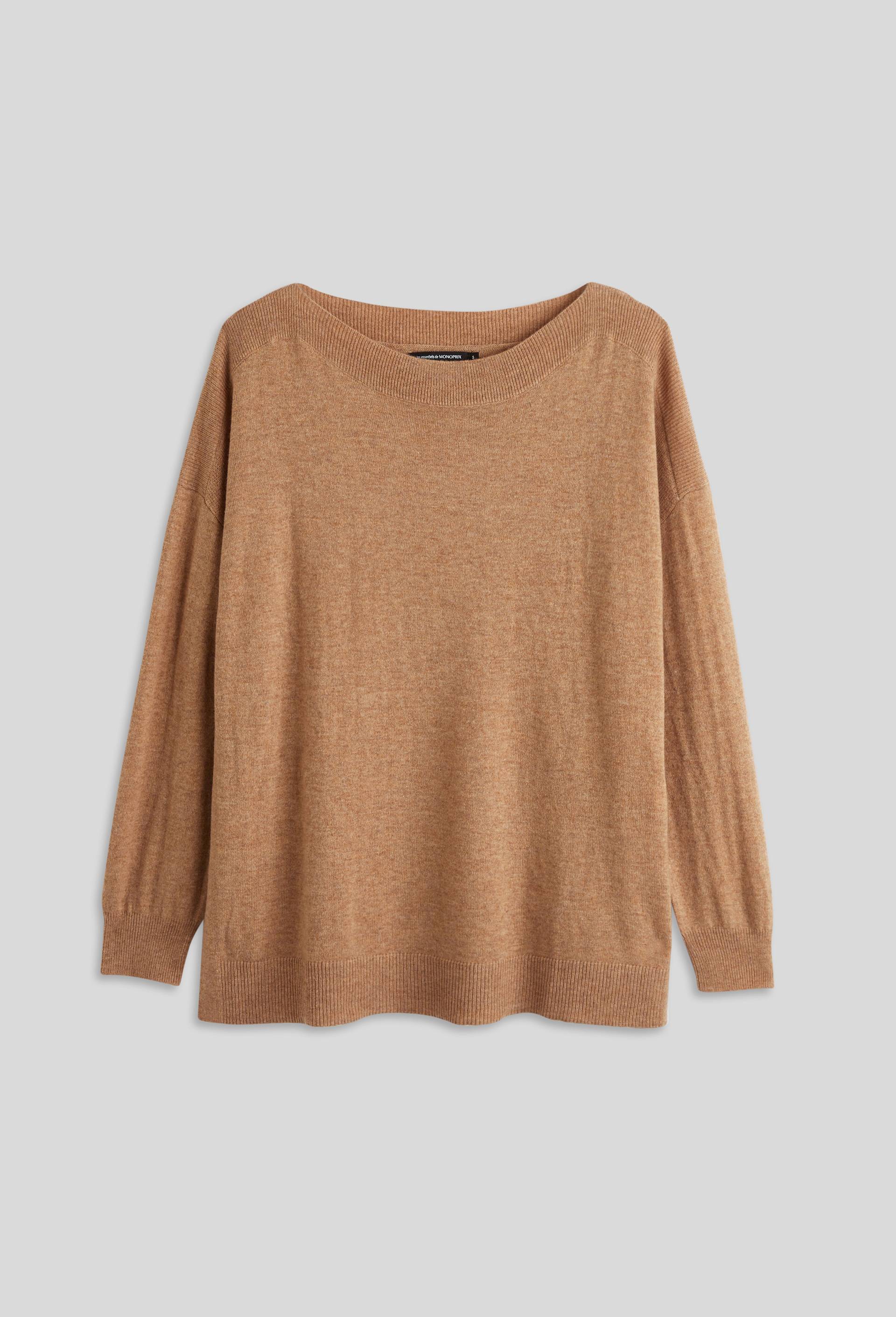 Pull col bateau contenant de la laine et du cachemire, Beige, large image number 2.0