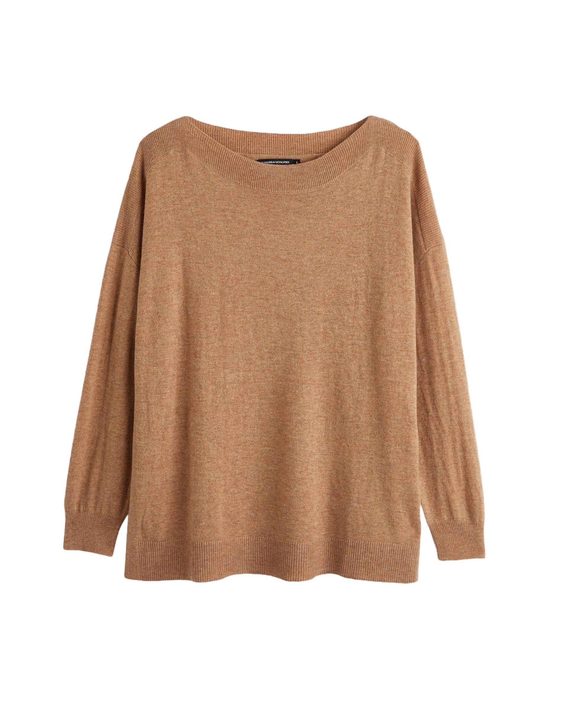 Pull col bateau contenant de la laine et du cachemire, Beige, large image number 5.0