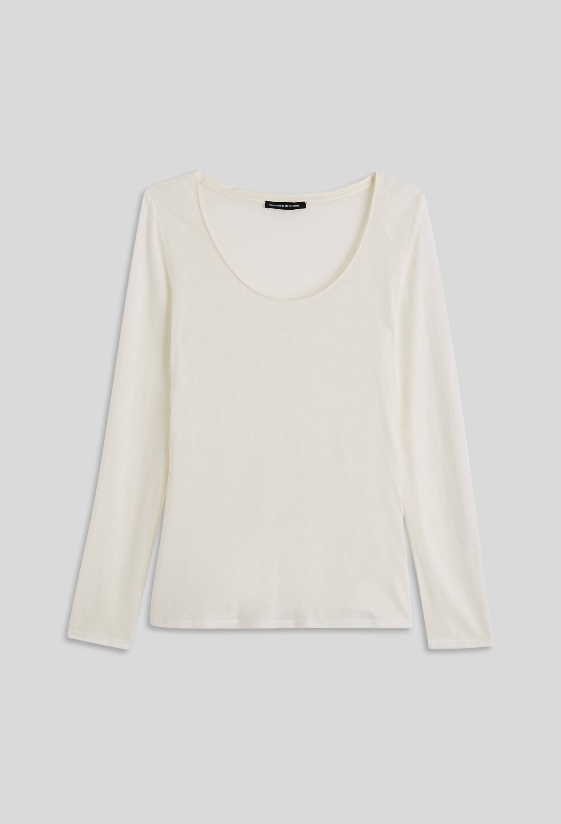 T-shirt manches longues en tencel et laine, Ecru, large image number 2