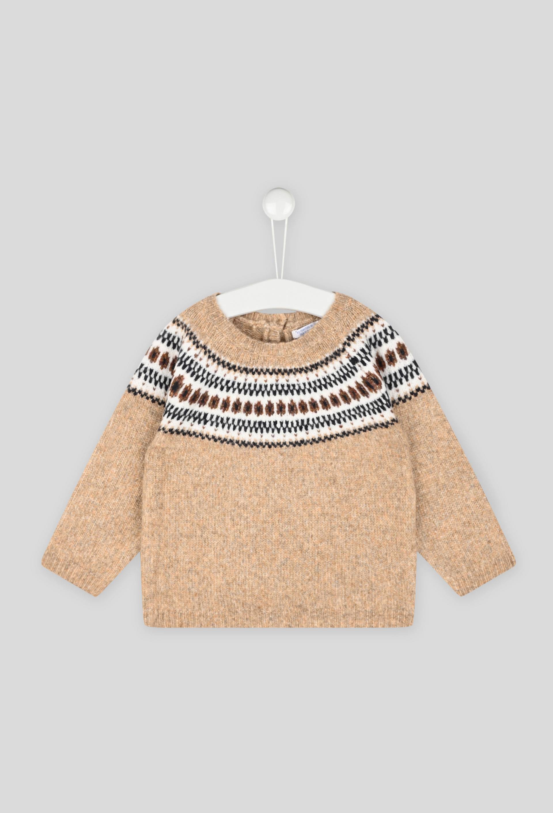 Pull jacquard col rond manches longues, gar&ccedil;on, OEKO-TEX, Beige, large image number 0