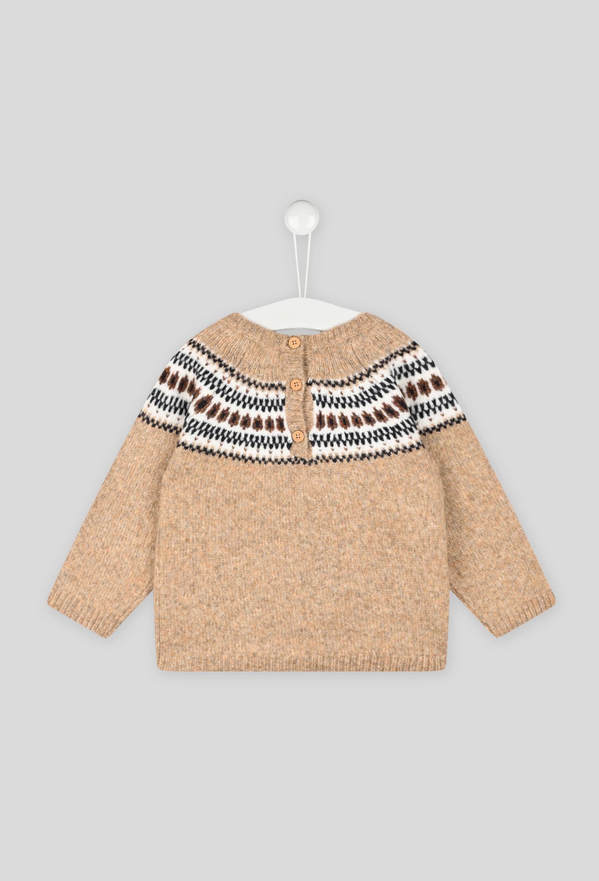 Pull jacquard col rond manches longues, gar&ccedil;on, OEKO-TEX, Beige, large image number 1