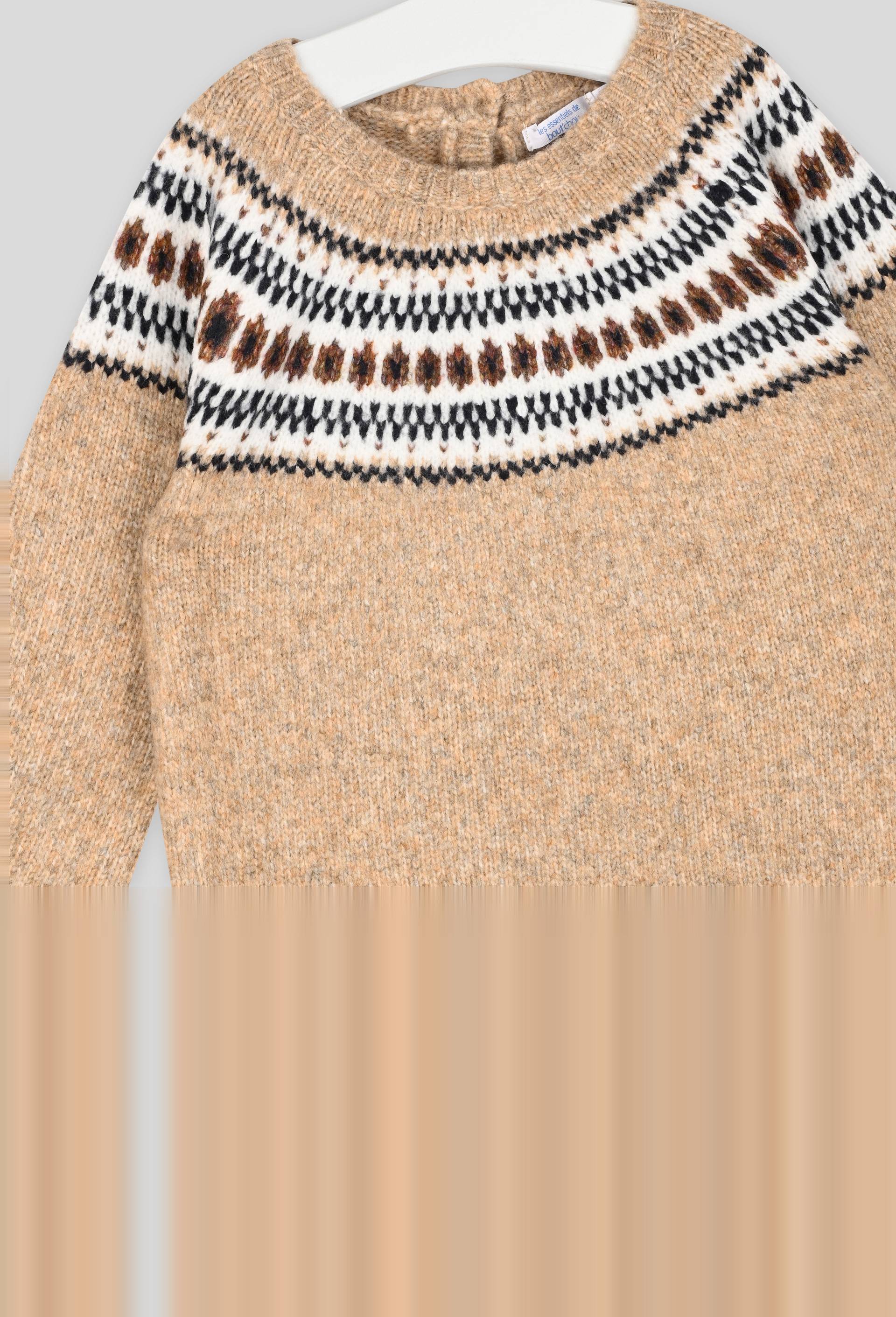 Pull jacquard col rond manches longues, gar&ccedil;on, OEKO-TEX, Beige, large image number 2
