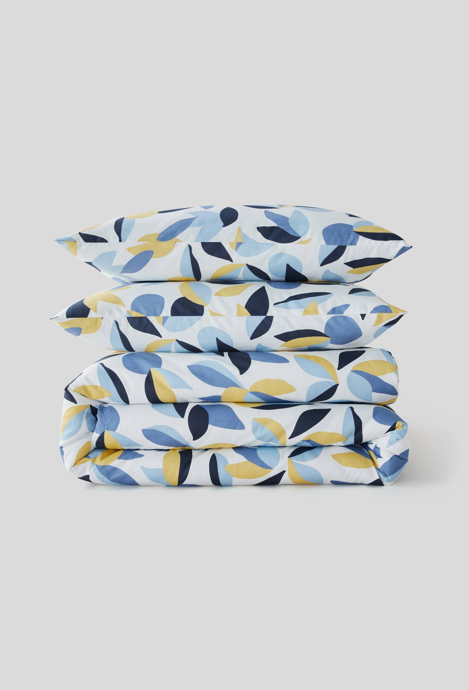 Lot housse de couette et taies d oreillers pour 2 personnes, imprimé, 240x220cm, 100% coton bio, Bleu clair, large image number 0