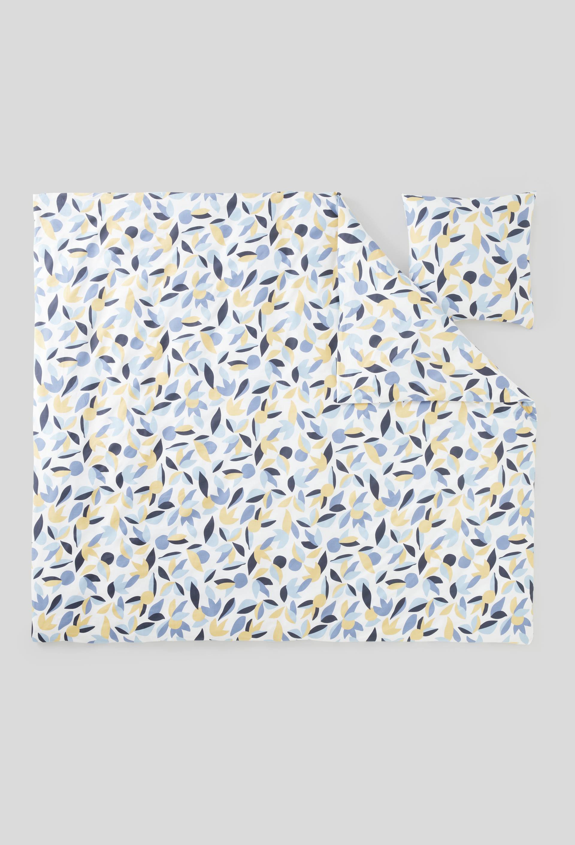 Lot housse de couette et taies d oreillers pour 2 personnes, imprimé, 240x220cm, 100% coton bio, Bleu clair, large image number 1