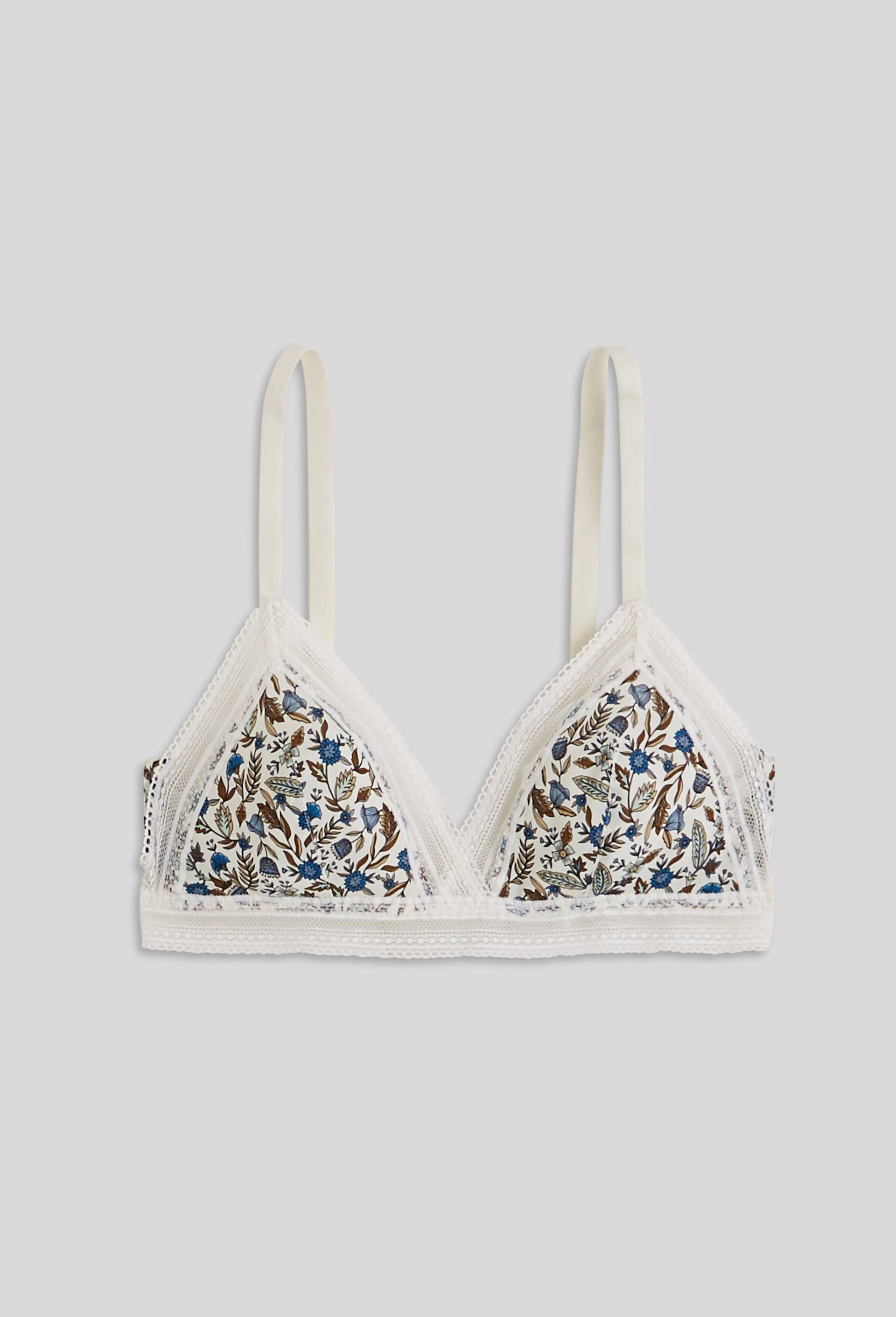 Soutien-gorge triangle imprim{ en microfibre, Ecru, large image number 2.0