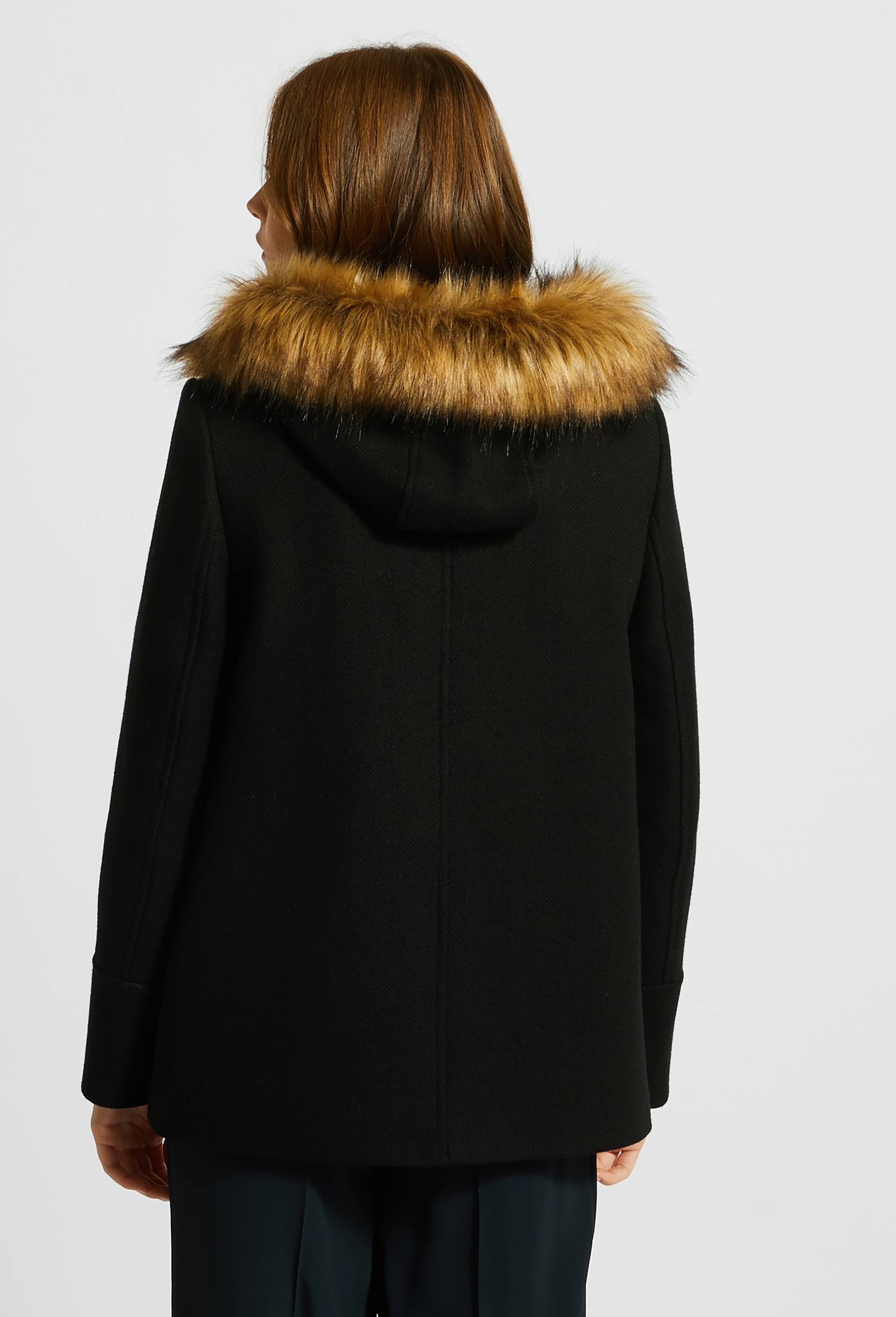 Manteau à capuche contenant de la laine, Noir, large image number 1.0