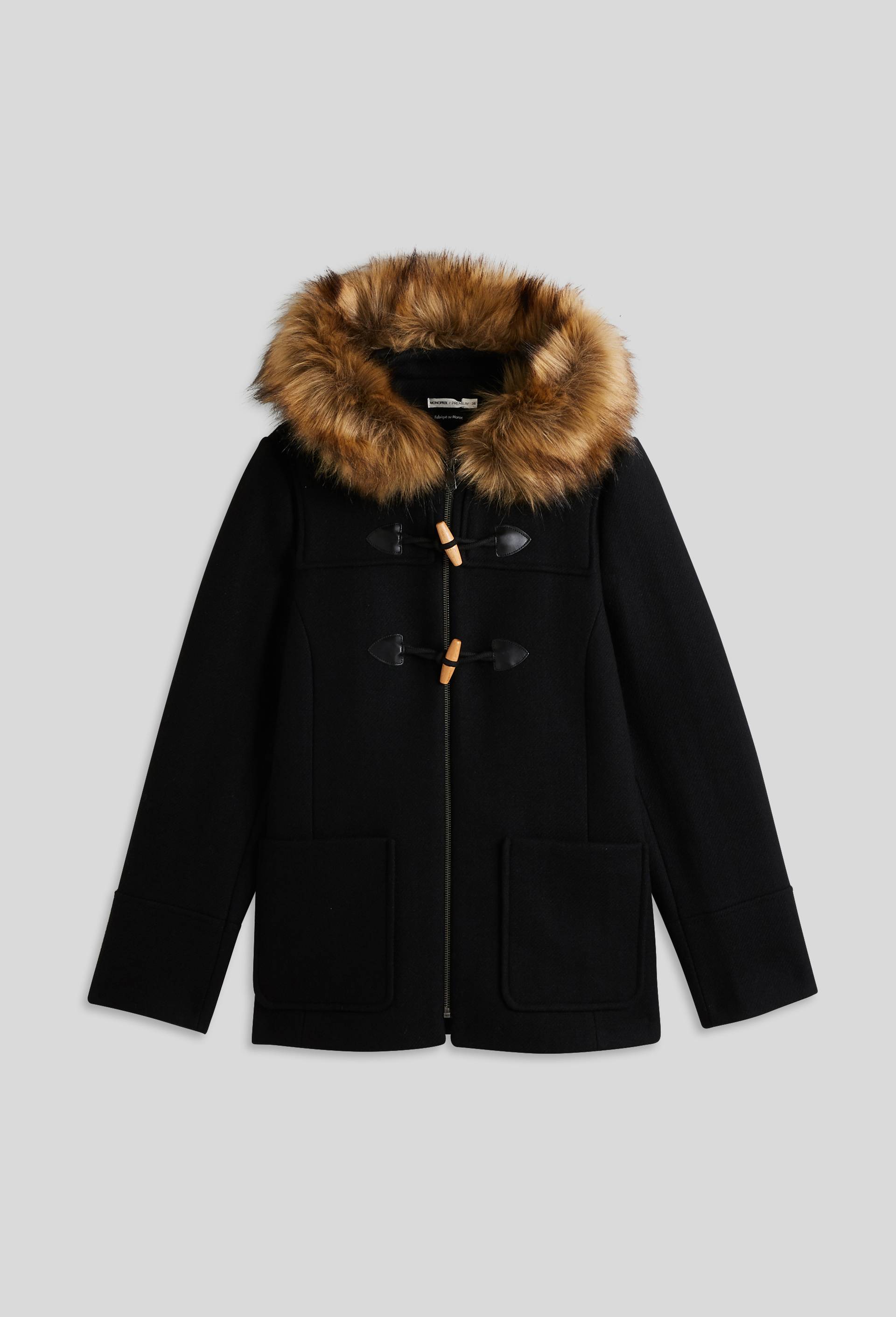 Manteau à capuche contenant de la laine, Noir, large image number 2.0