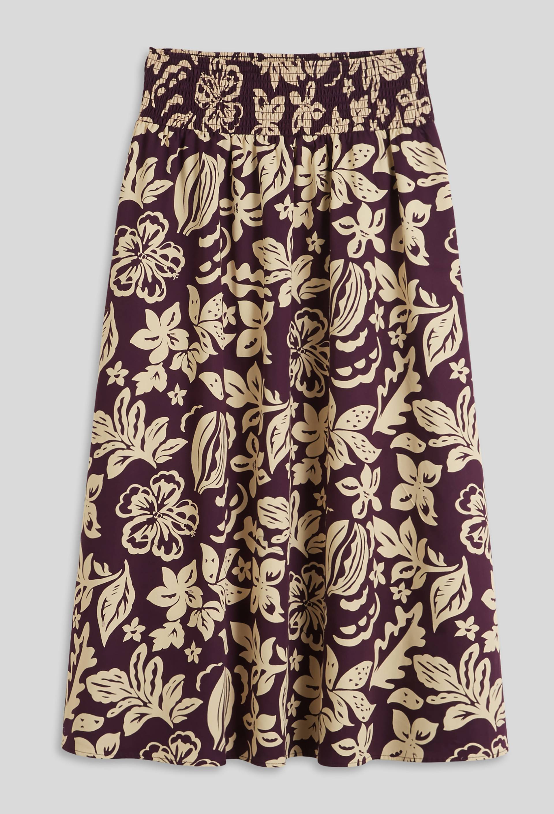 Jupe midi smockée, coton BIO, Violet foncé, large image number 2