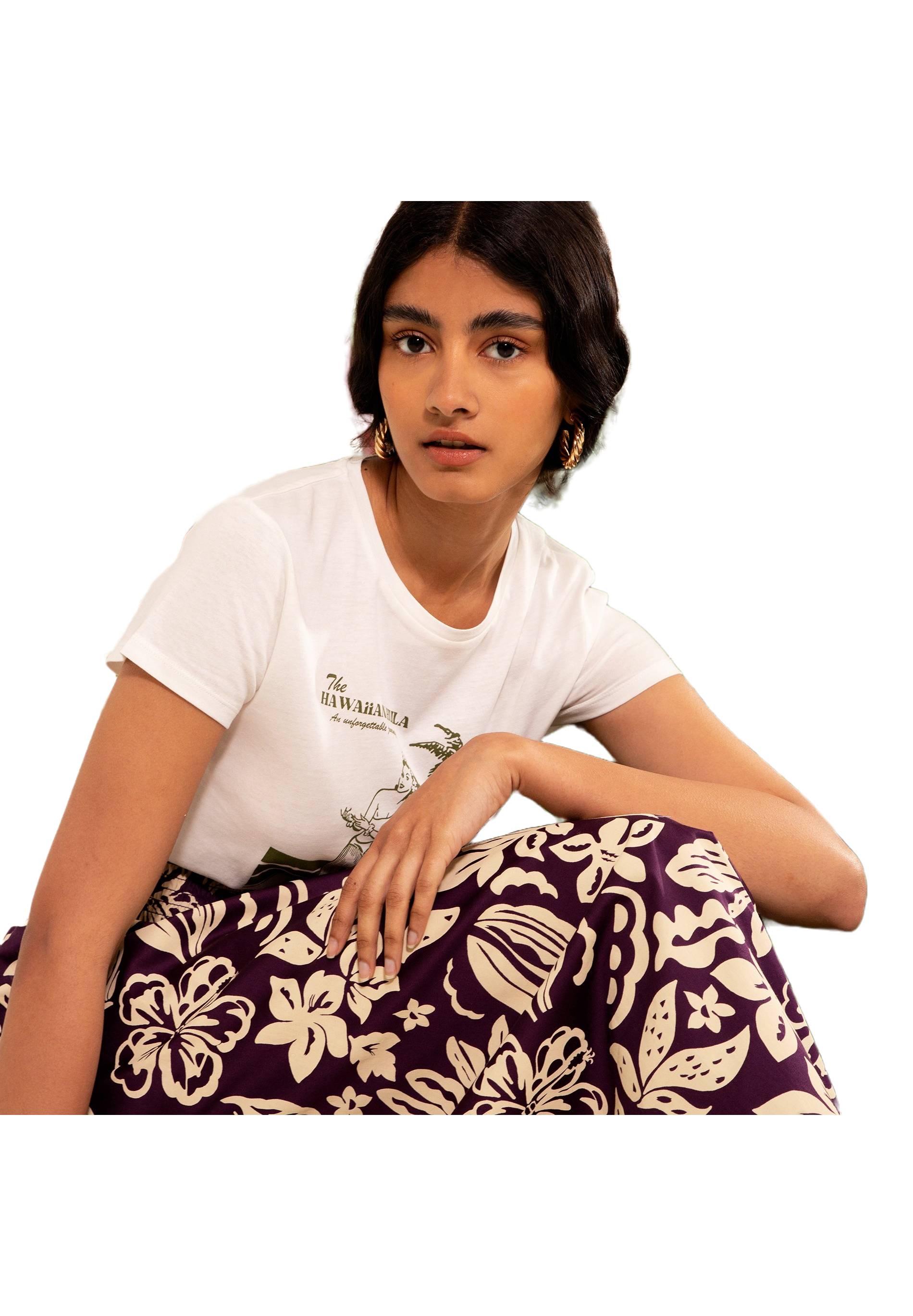 Jupe midi smockée, coton BIO, Violet foncé, large image number 3