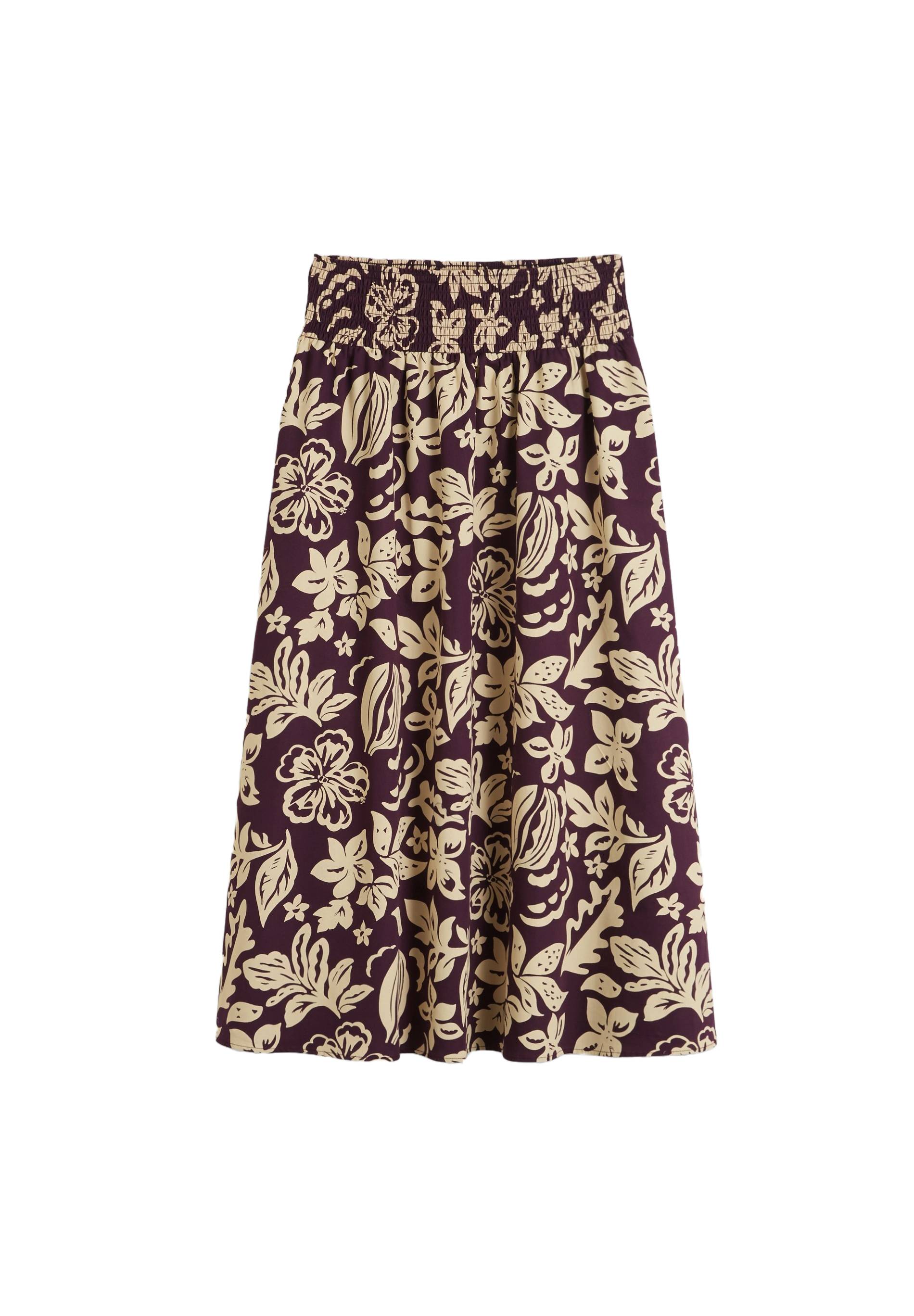 Jupe midi smockée, coton BIO, Violet foncé, large image number 5.0