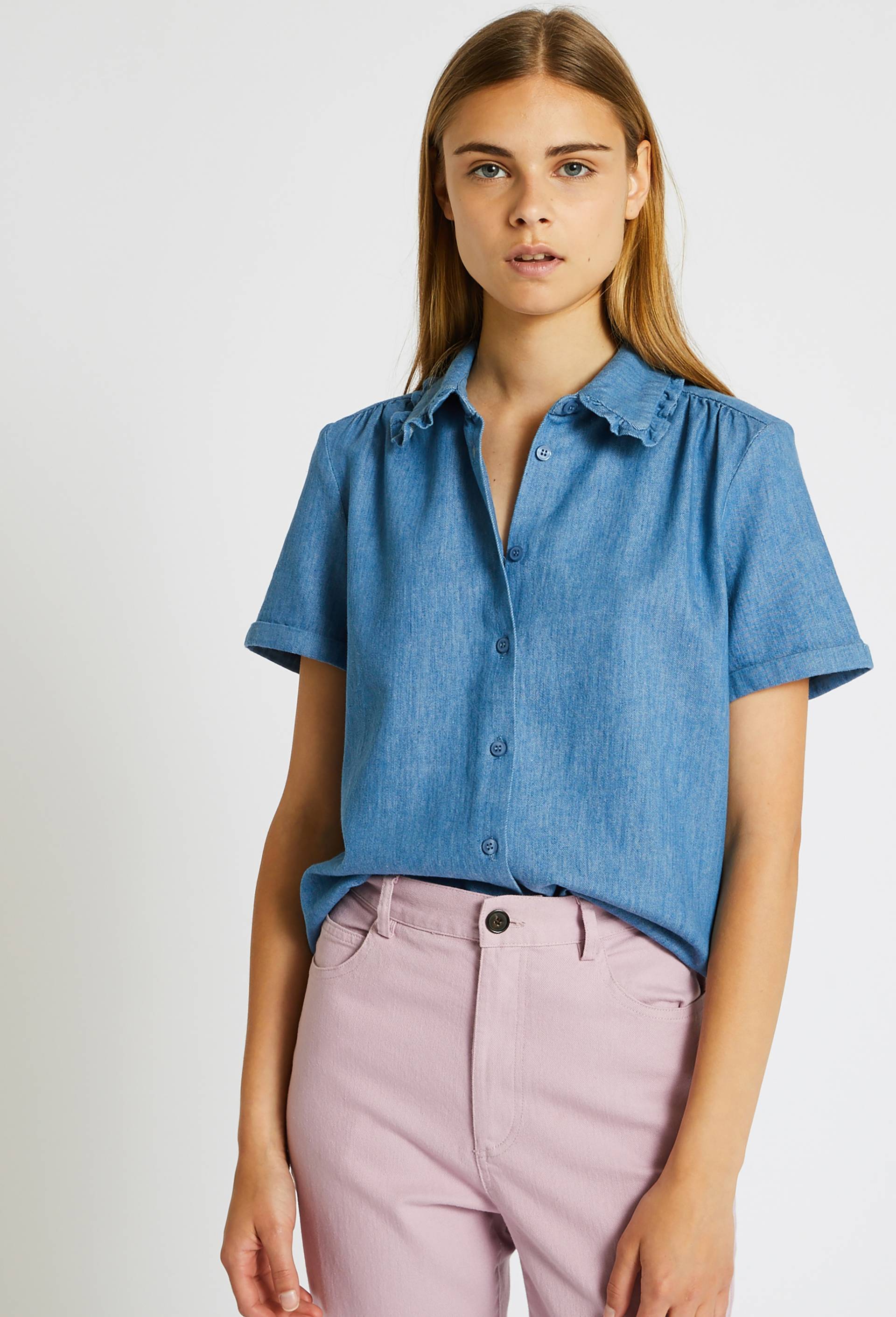 Chemise fluide col claudine, Bleu, large image number 0.0