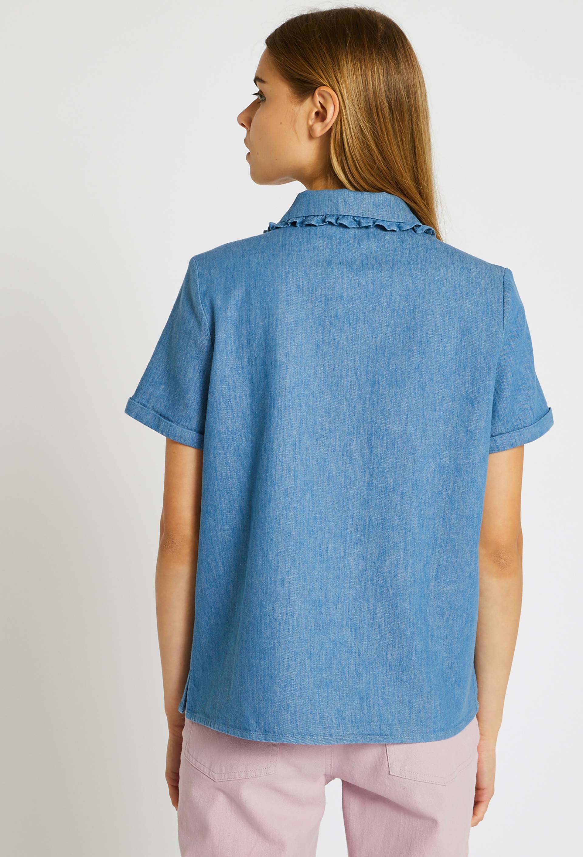 Chemise fluide col claudine, Bleu, large image number 1