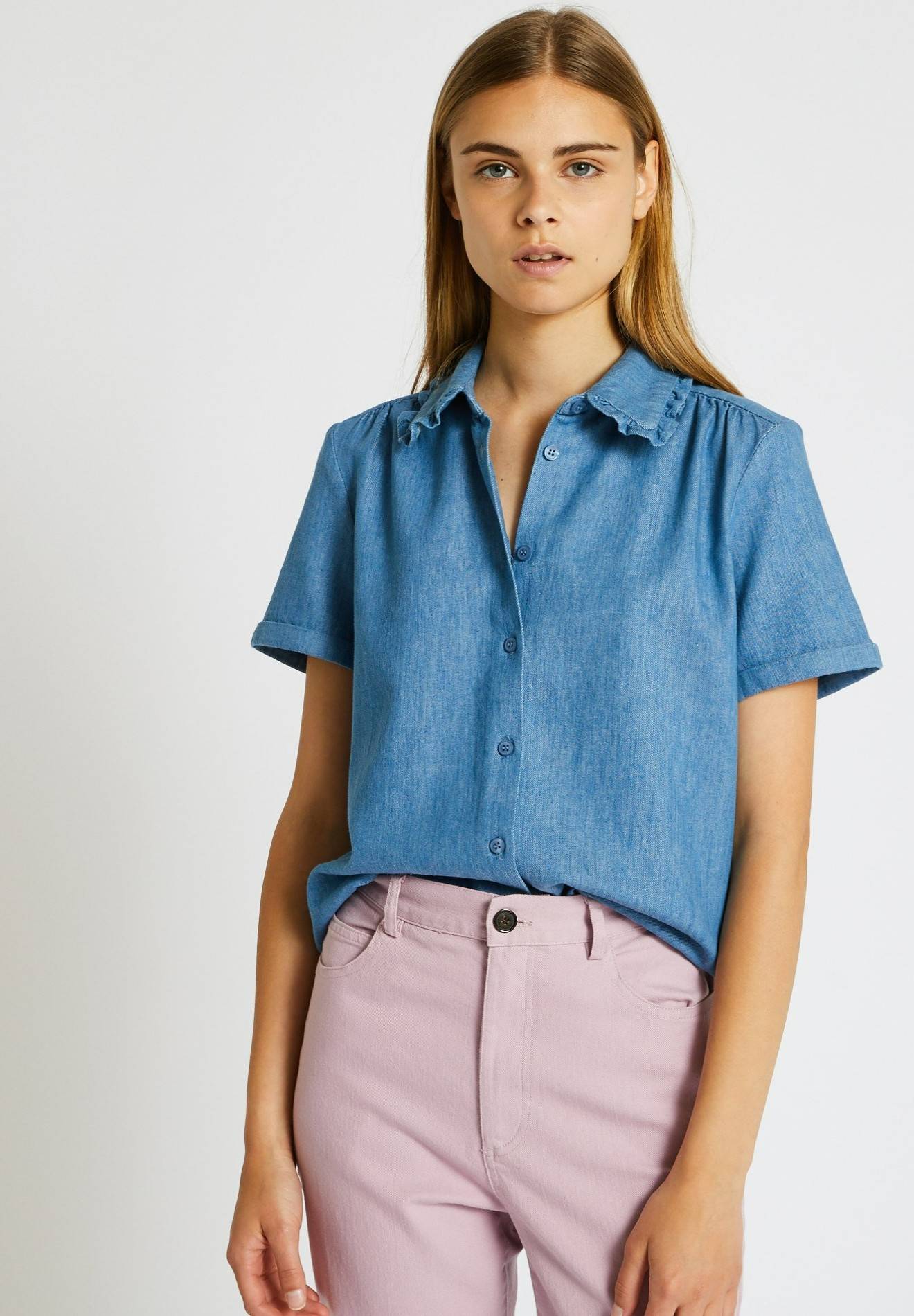 Chemise fluide col claudine, Bleu, large image number 3.0