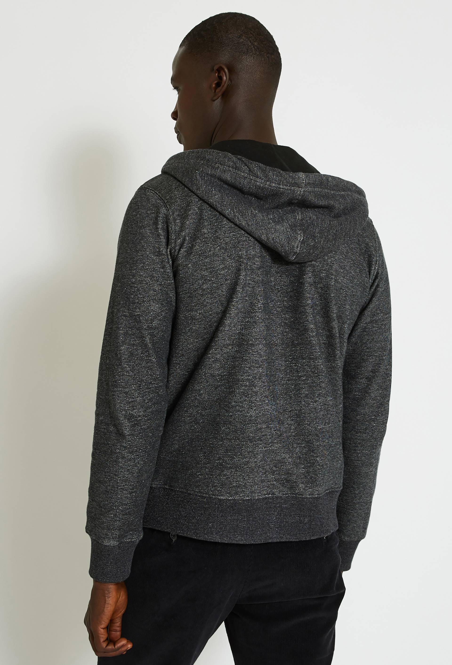 Sweat à capuche zippé en coton BIO GOTS, Gris foncé, large image number 1