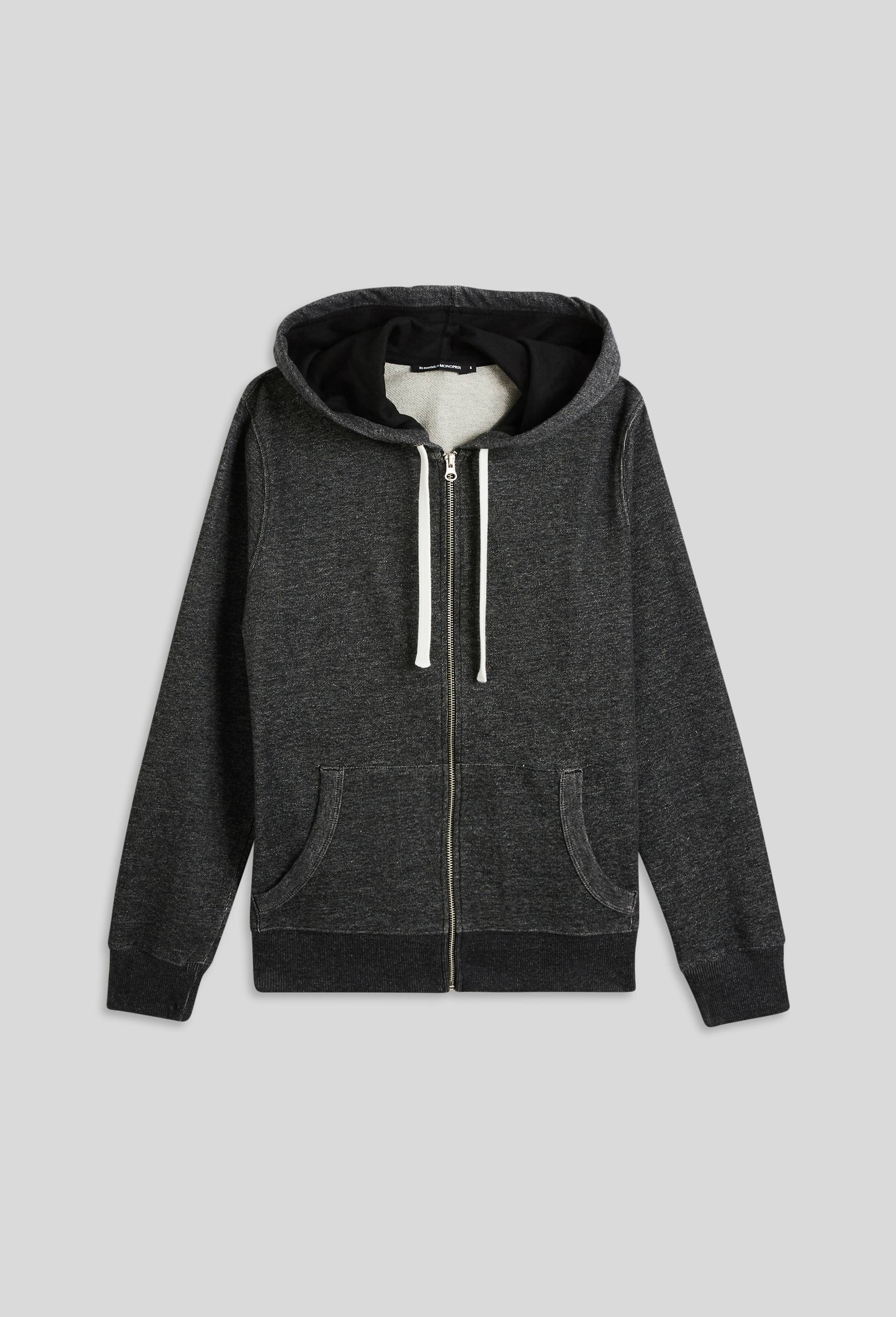 Sweat à capuche zippé en coton BIO GOTS, Gris foncé, large image number 2