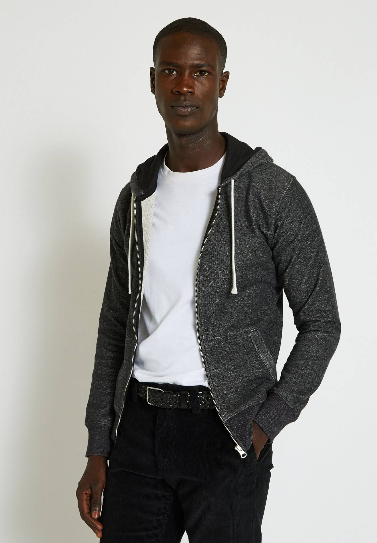 Sweat à capuche zippé en coton BIO GOTS, Gris foncé, large image number 3