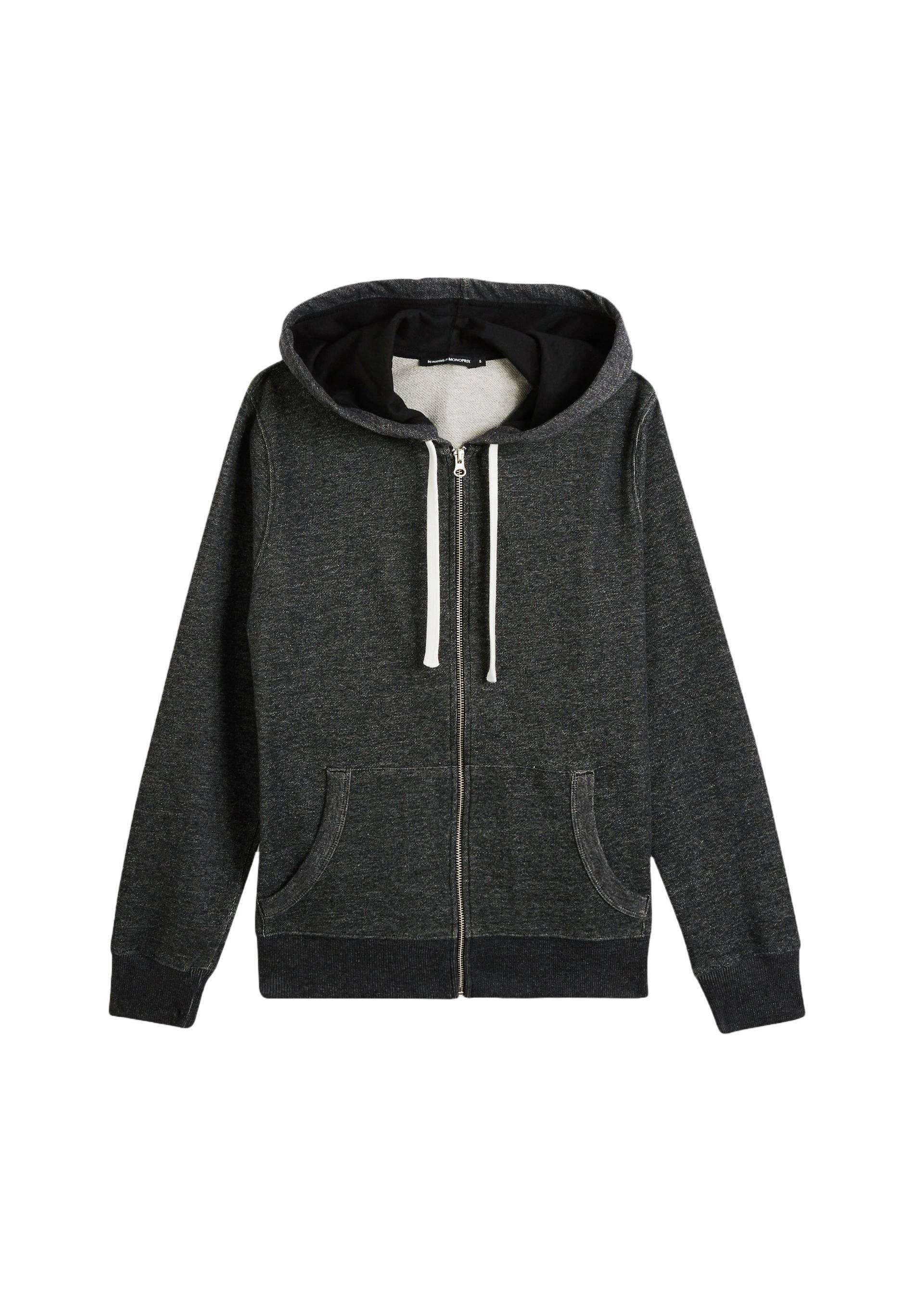 Sweat à capuche zippé en coton BIO GOTS, Gris foncé, large image number 5