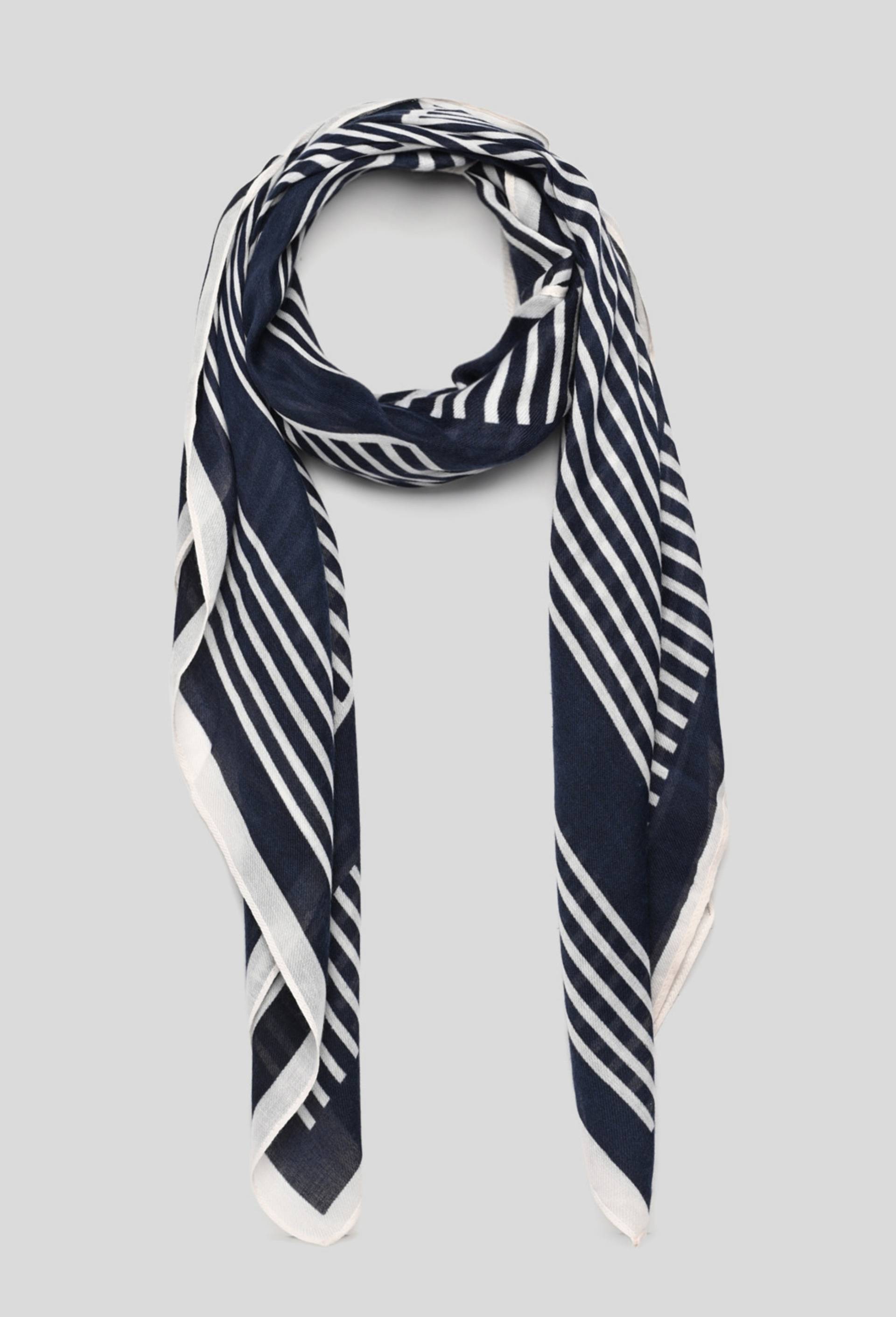 Carré imprimé géométrique certifié OEKOTEX, Bleu foncé, large image number 1.0