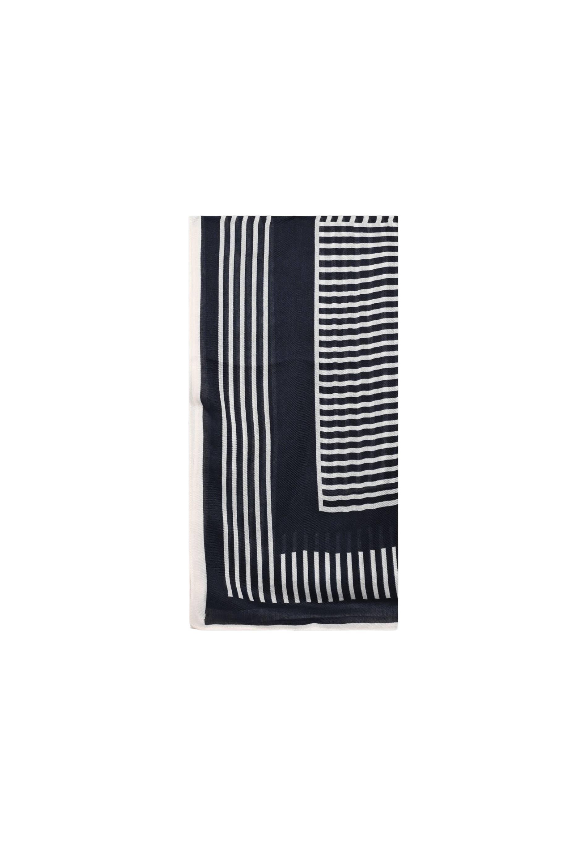 Carré imprimé géométrique certifié OEKOTEX, Bleu foncé, large image number 3