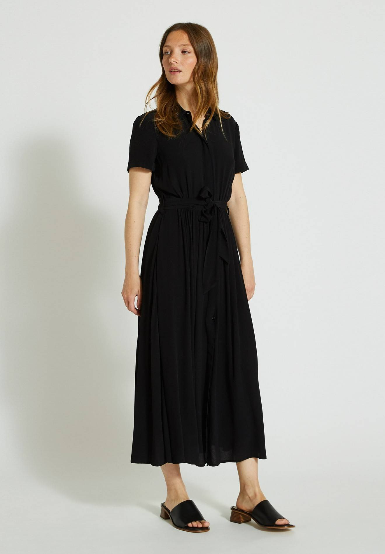 Robe chemise manches courtes, Noir, large image number 3