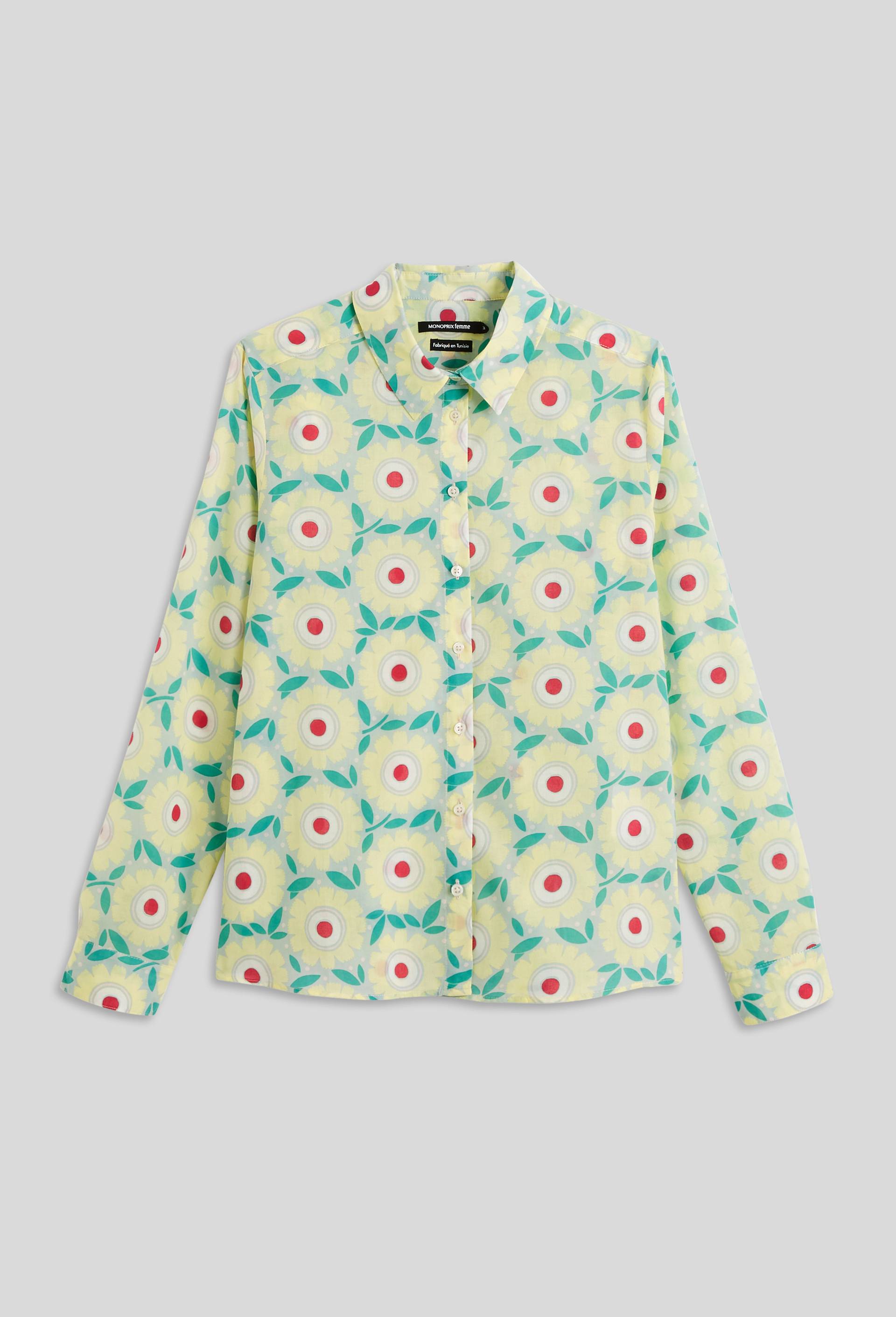 Chemise en coton imprimé Oekotex, Vert clair, large image number 2.0