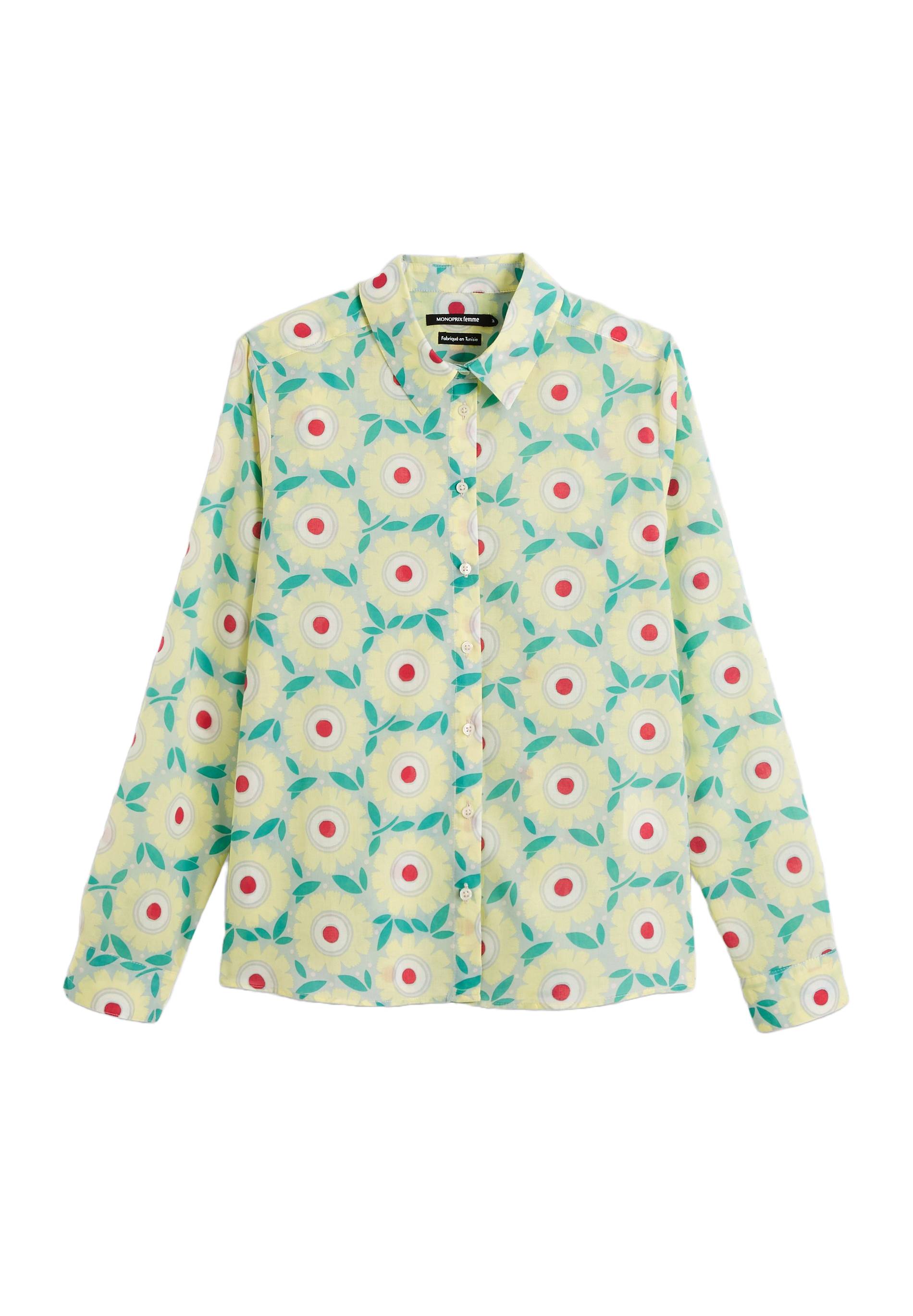 Chemise en coton imprimé Oekotex, Vert clair, large image number 5