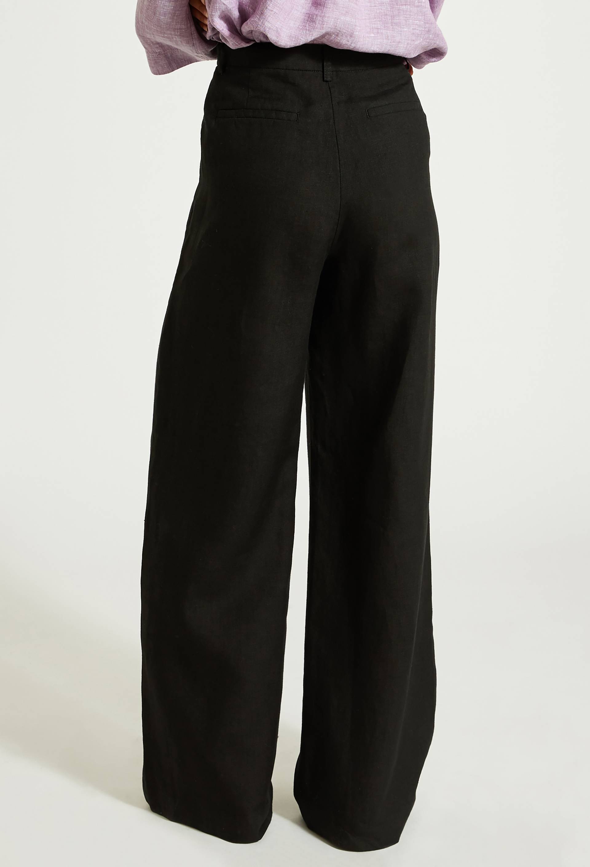 Pantalon ample en lin, Noir, large image number 1.0