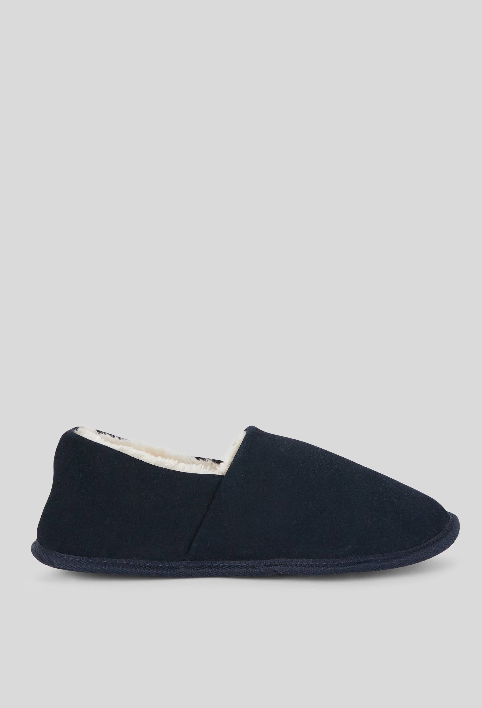 Chaussons fourr&eacute;s en cuir suede, Bleu fonc&eacute;, large image number 1