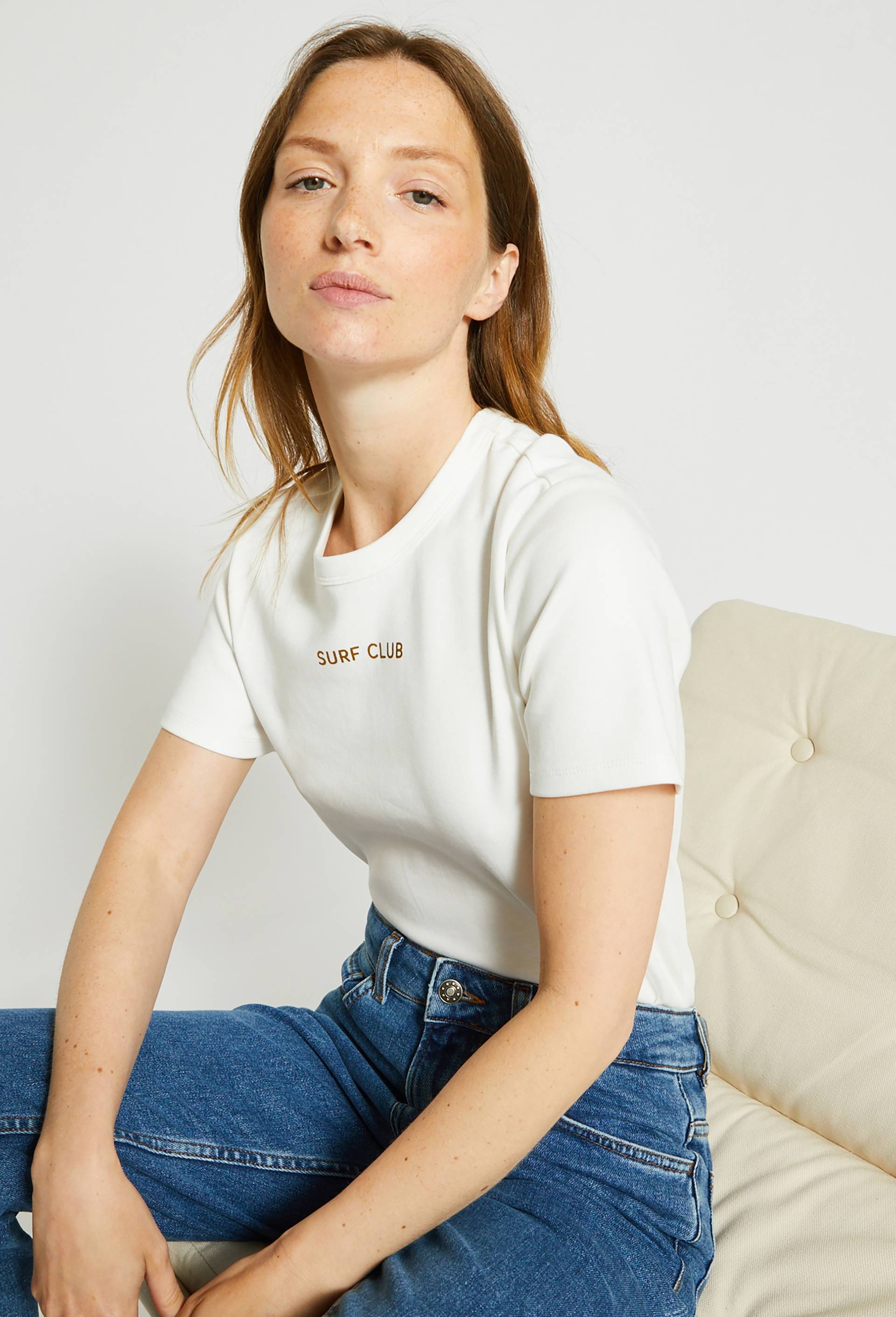 T-shirt avec message en coton bio, Beige clair, large image number 0