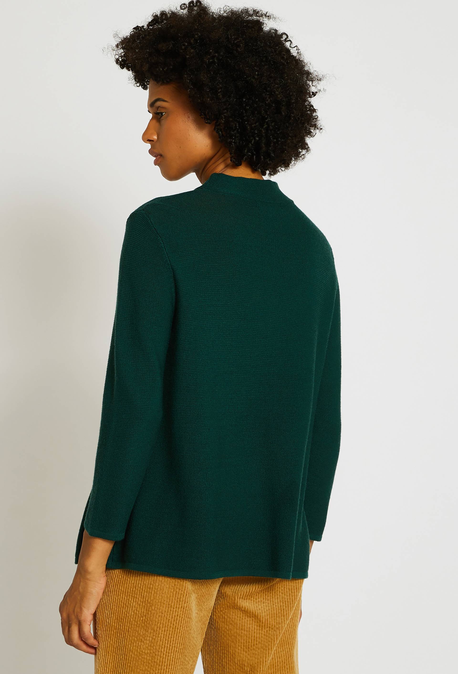 Pull avec poches plaquées contenant de la laine, certifié OEKO-TEX, Vert foncé, large image number 1