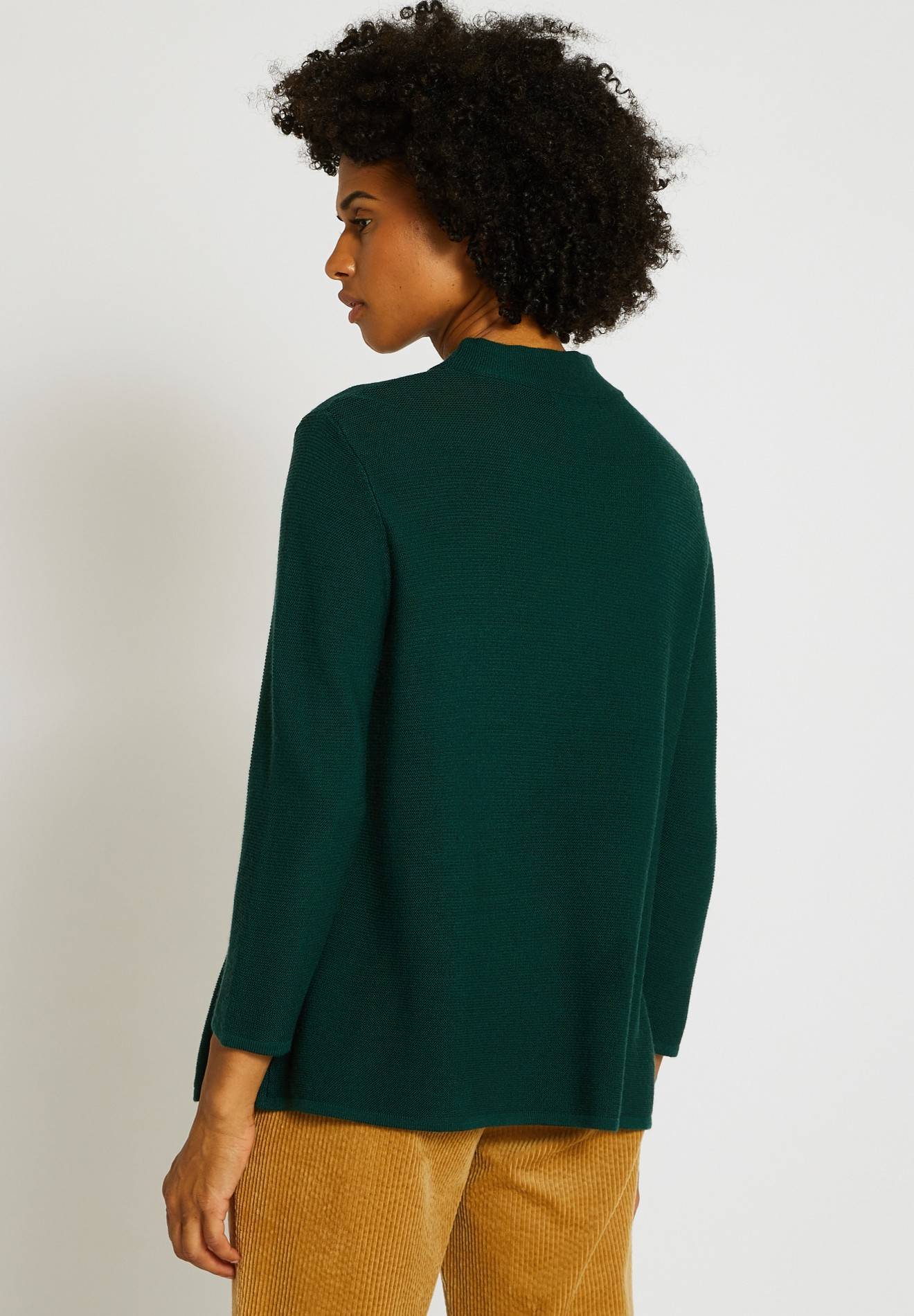 Pull avec poches plaquées contenant de la laine, certifié OEKO-TEX, Vert foncé, large image number 4