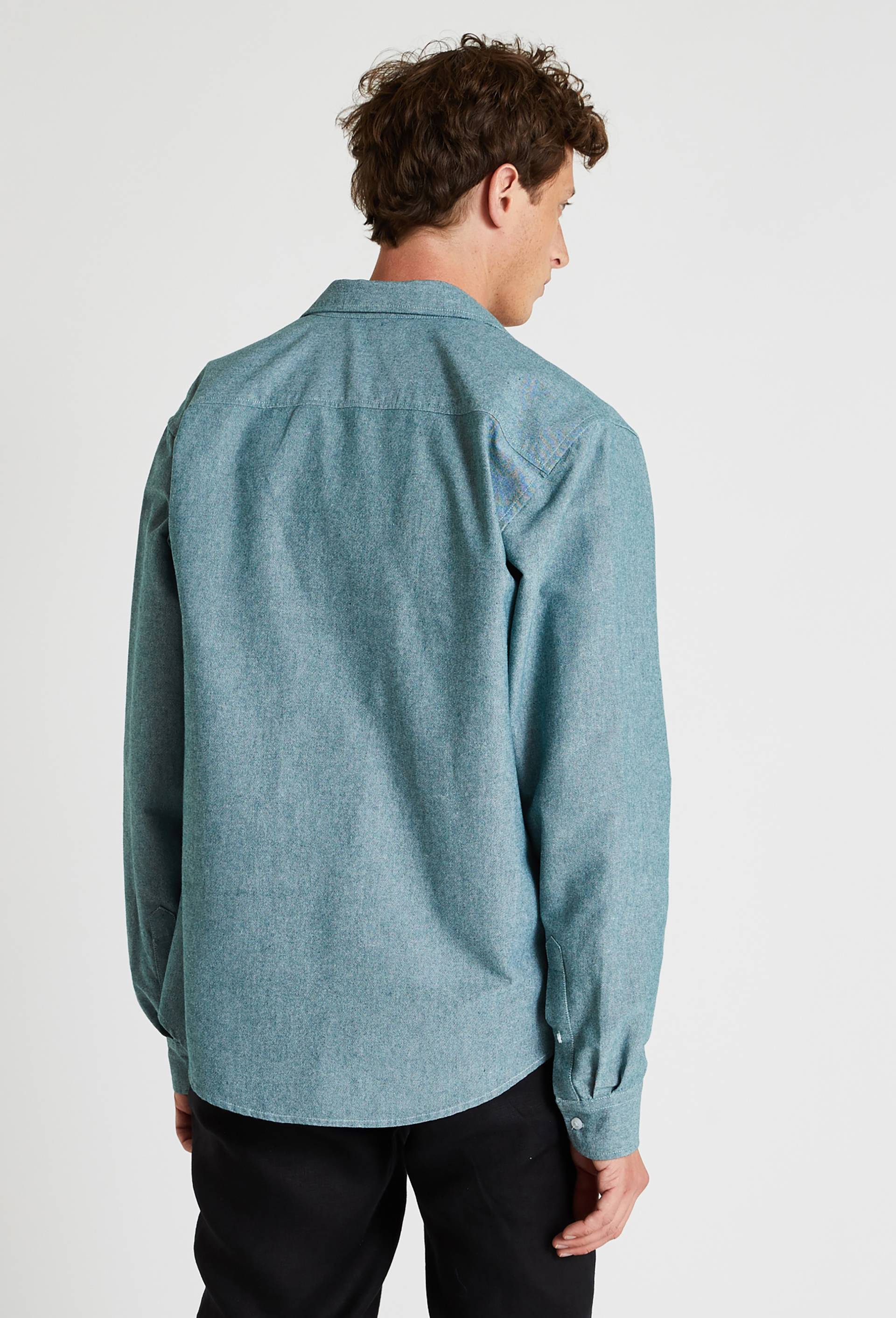 Chemise manches longues oxford en coton BIO, Vert, large image number 1.0
