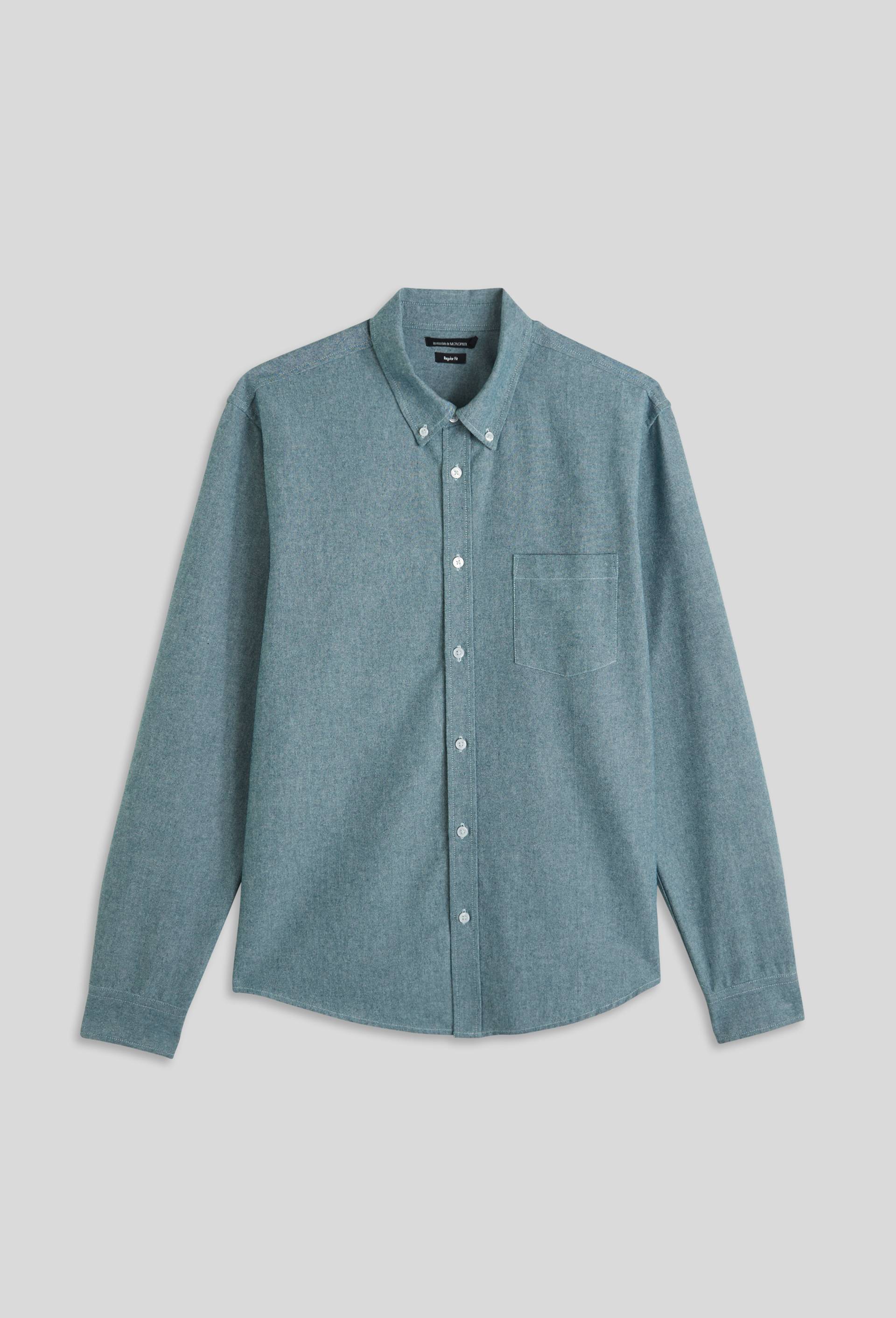 Chemise manches longues oxford en coton BIO, Vert, large image number 2