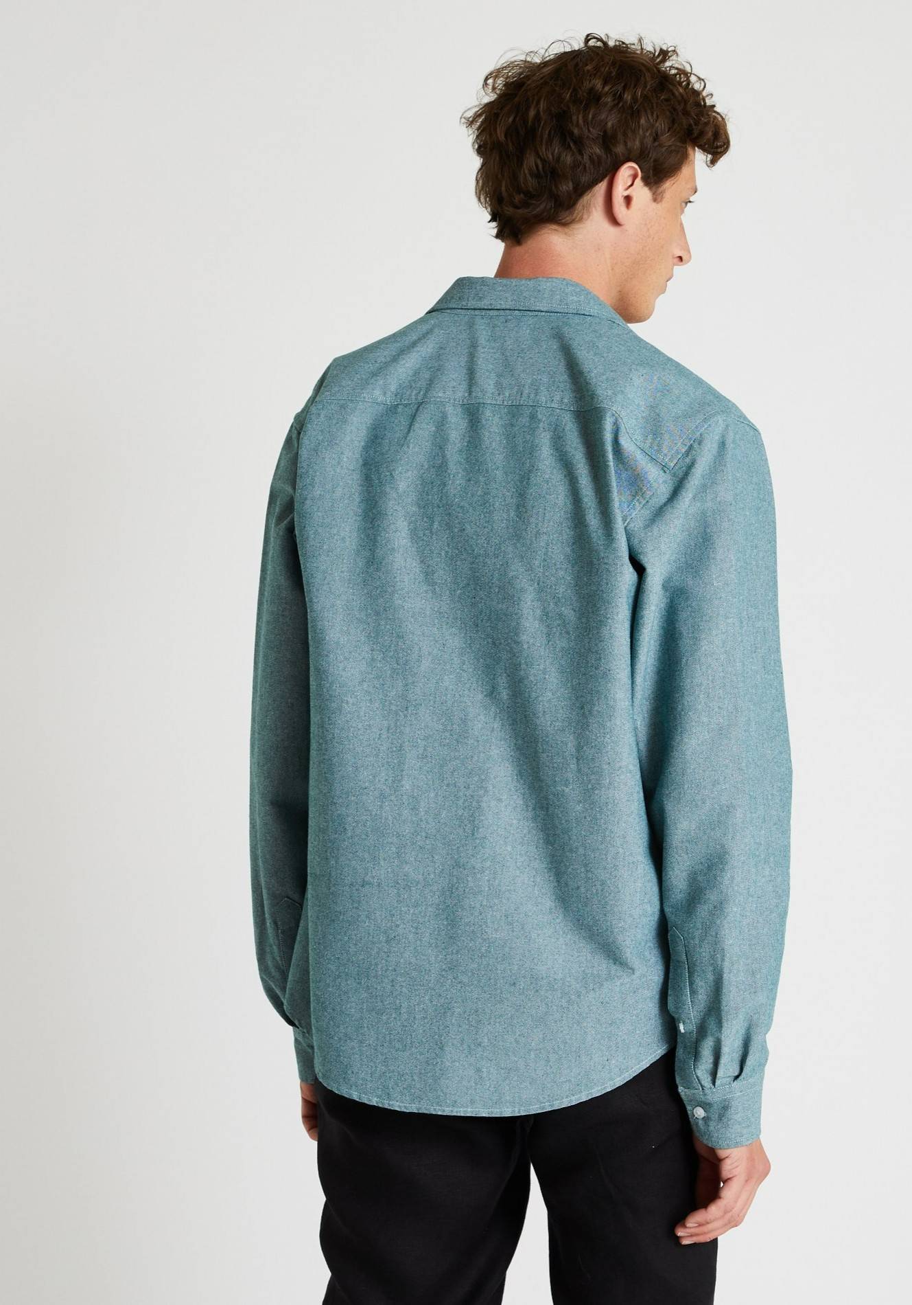 Chemise manches longues oxford en coton BIO, Vert, large image number 4.0
