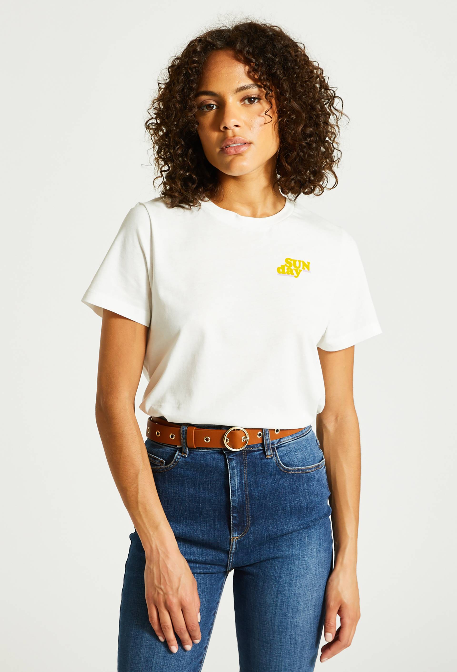 T-shirt à message en coton bio, Ecru, large image number 0.0