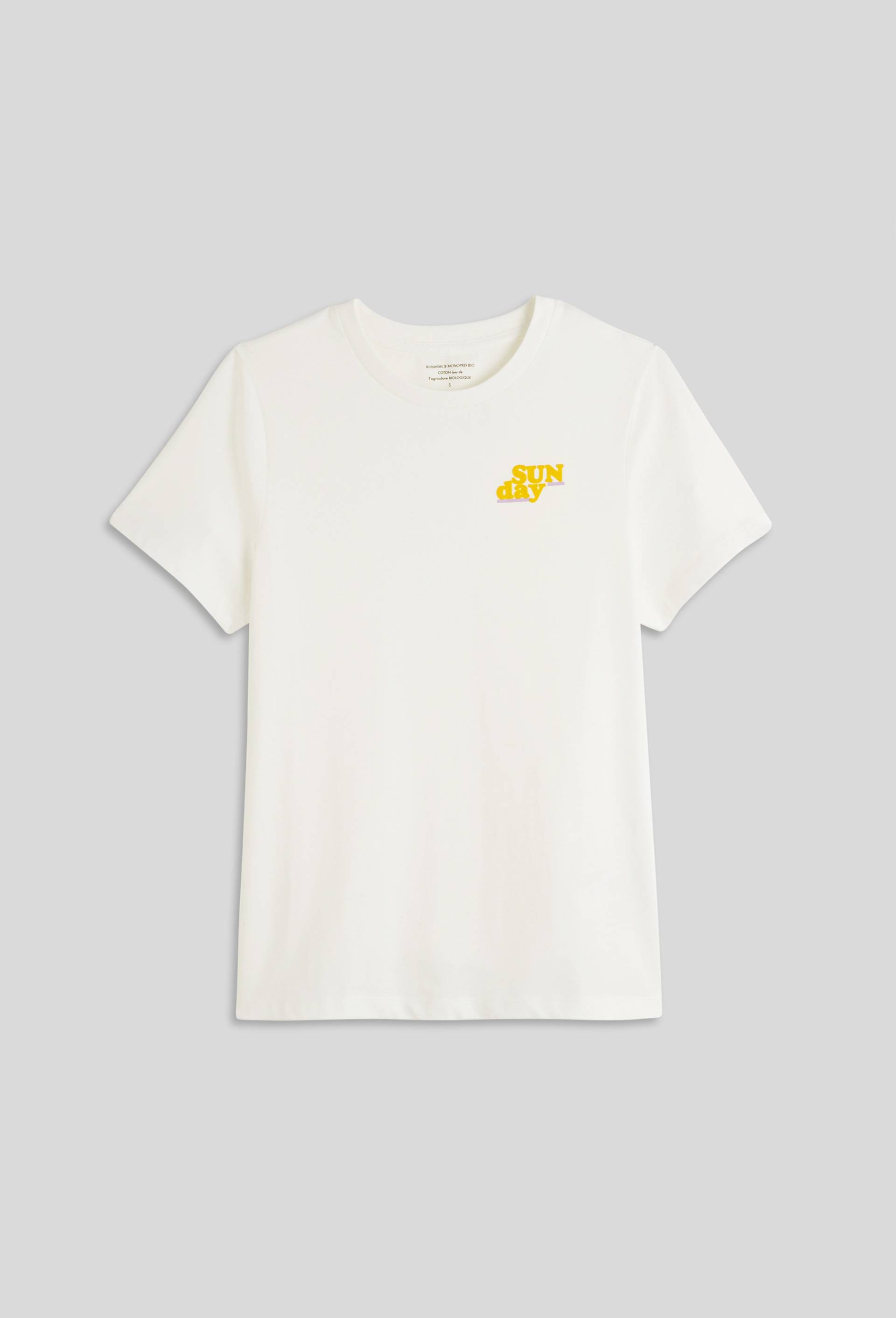 T-shirt à message en coton bio, Ecru, large image number 2.0