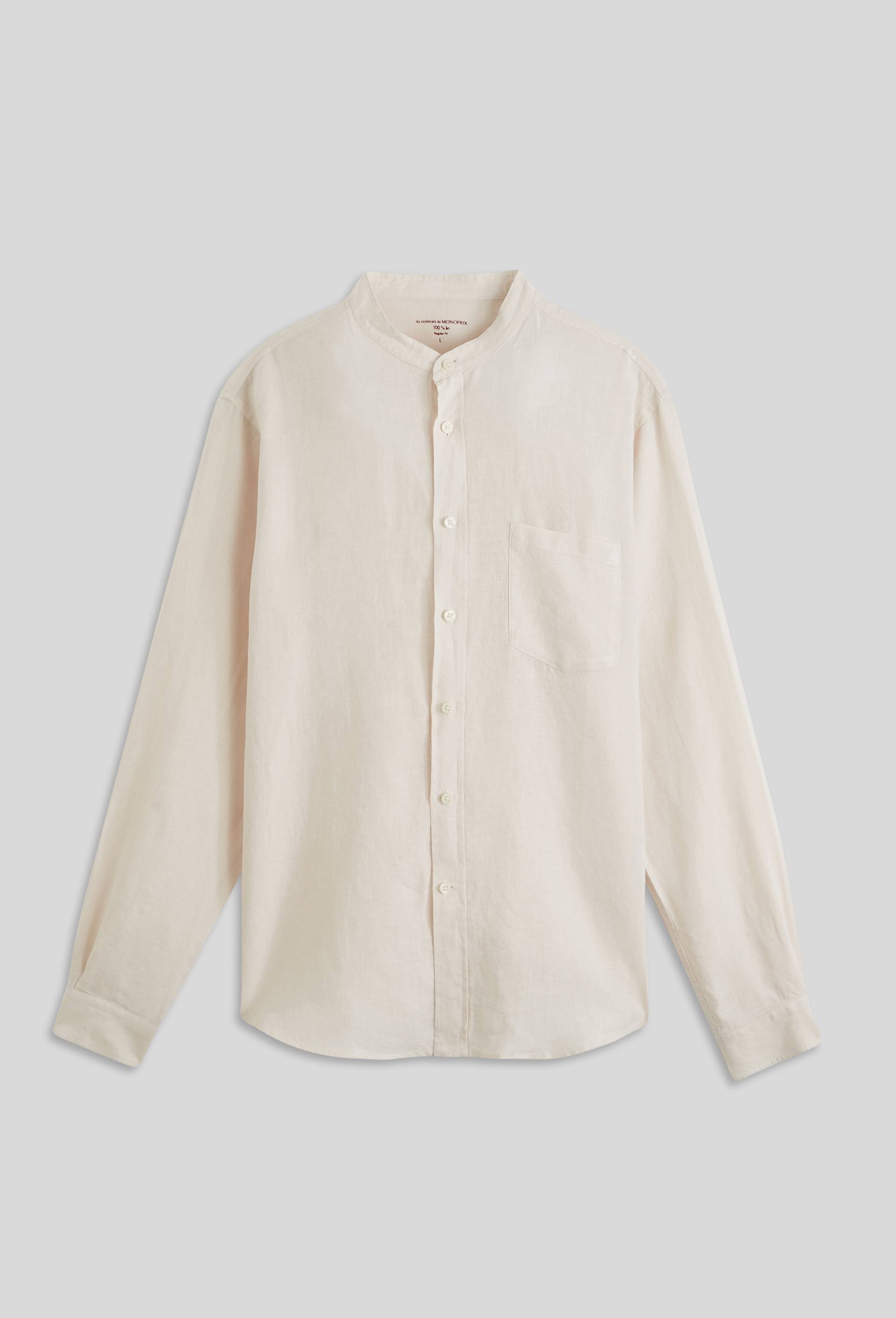 Chemise manches longues en lin, Beige clair, large image number 0.0