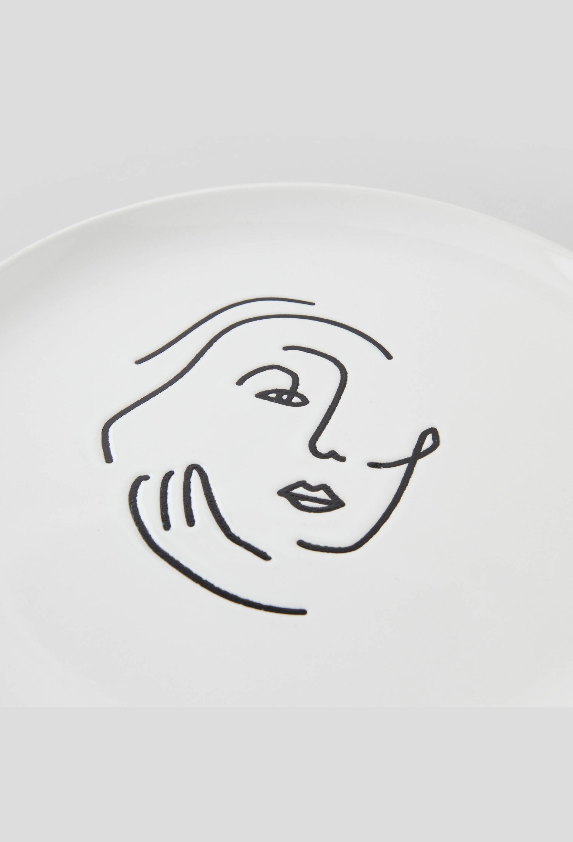 Assiette à dessert visage, Blanc, large image number 1.0