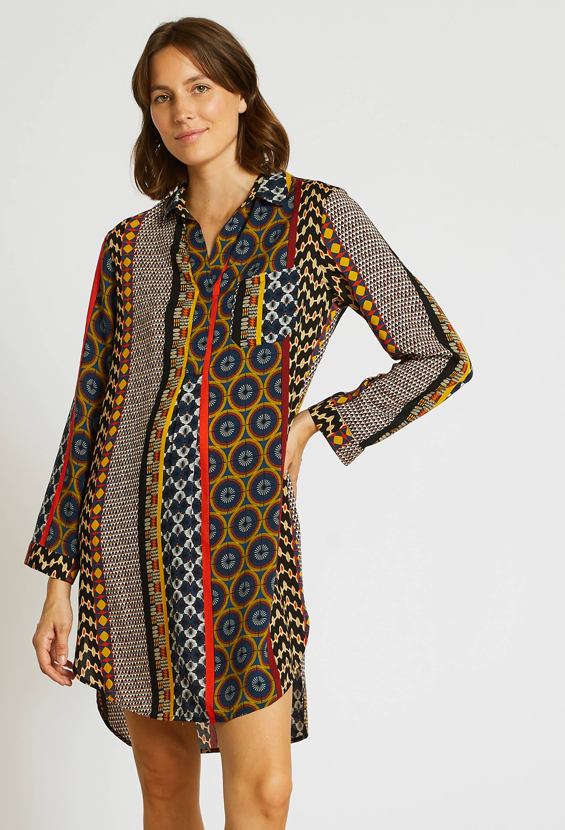 Chemise de nuit manches 3/4 en viscose ECOVERO, Noir, large image number 1