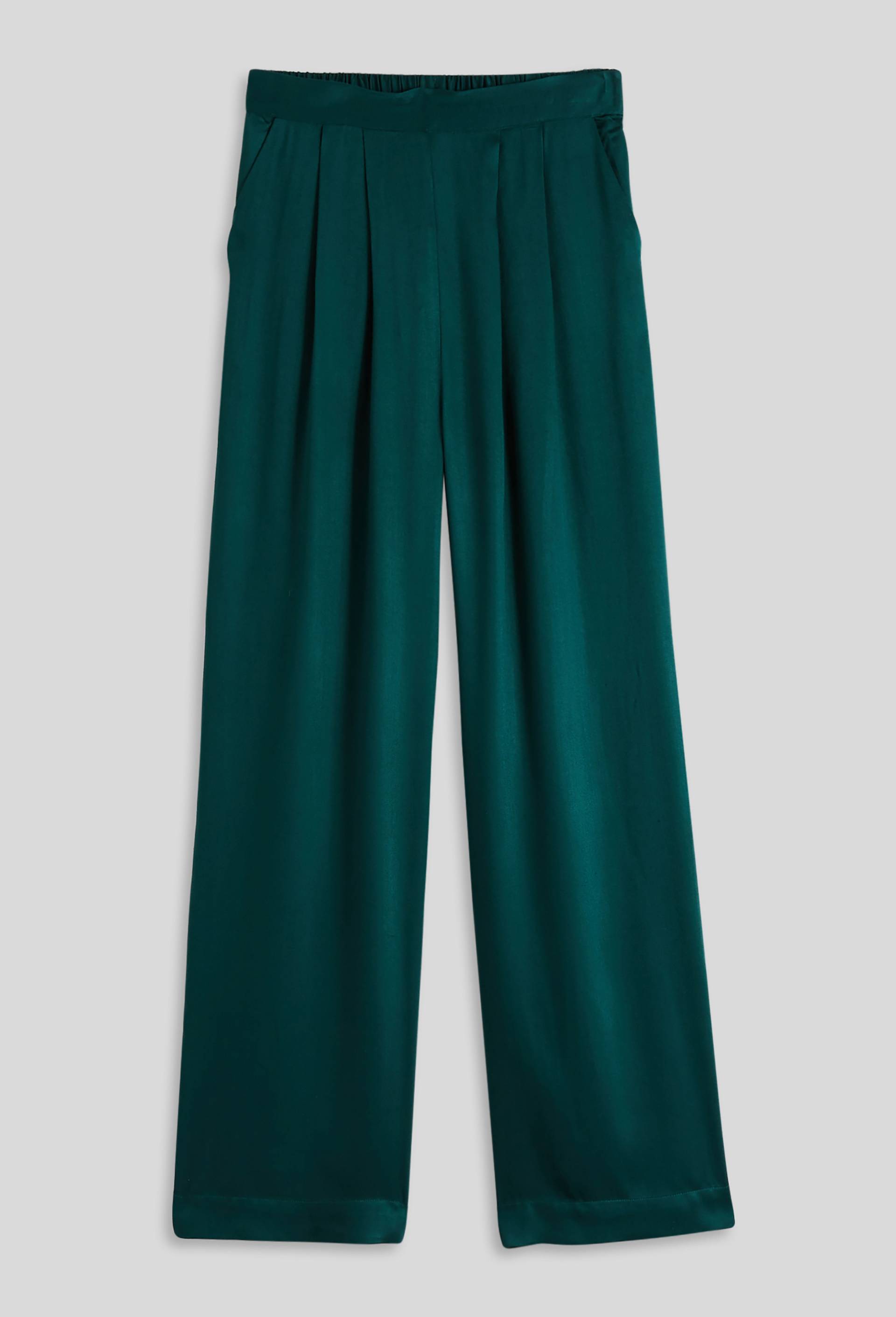 Pantalon large en satin certifié OEKOTEX, Vert foncé, large image number 2