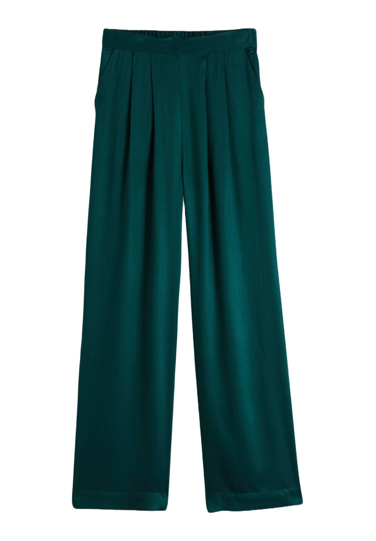 Pantalon large en satin certifié OEKOTEX, Vert foncé, large image number 5.0