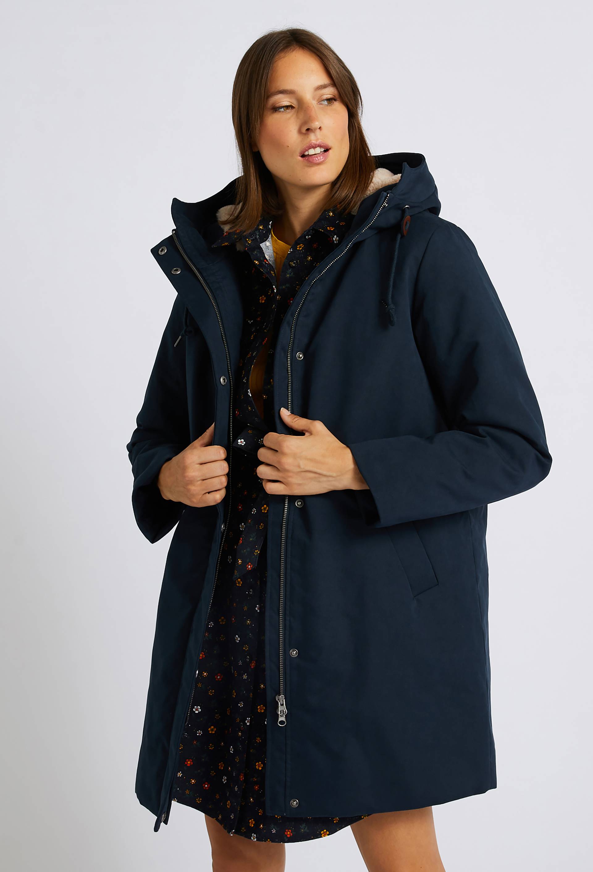 Parka doublure sherpa, Bleu fonc&eacute;, large image number 0